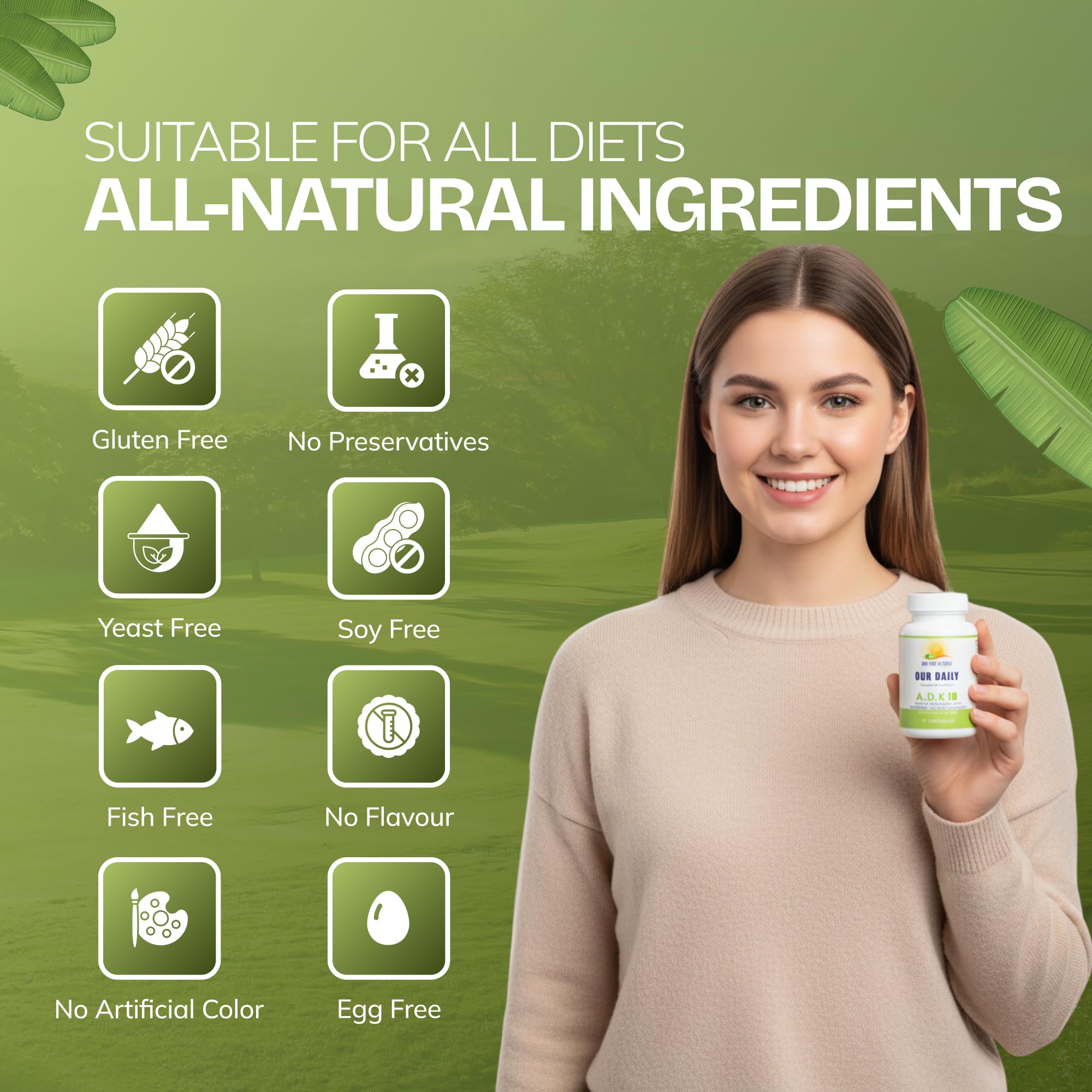 AND GIVE US TODAY OUR DAILY ADK Vitamin Supplement lifestyle scene
