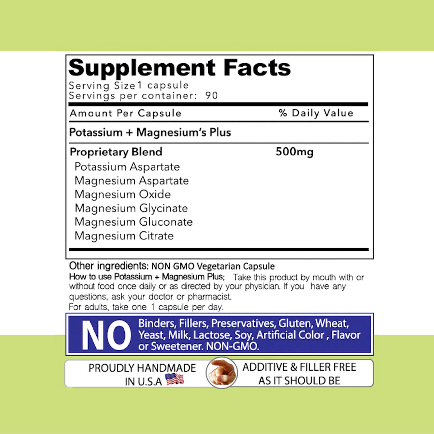 AND GIVE US TODAY OUR DAILY Magnesium + Potassium Capsules on a wooden table