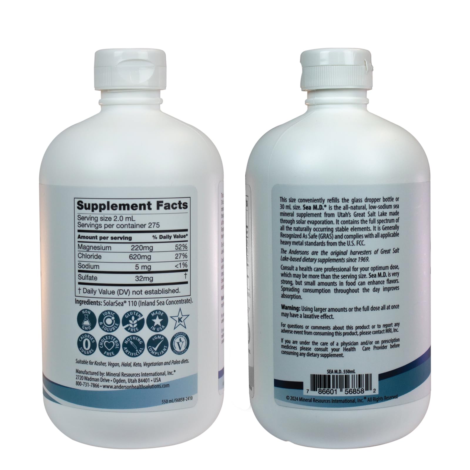 Anderson Sea MD Trace Minerals 789g on a kitchen counter