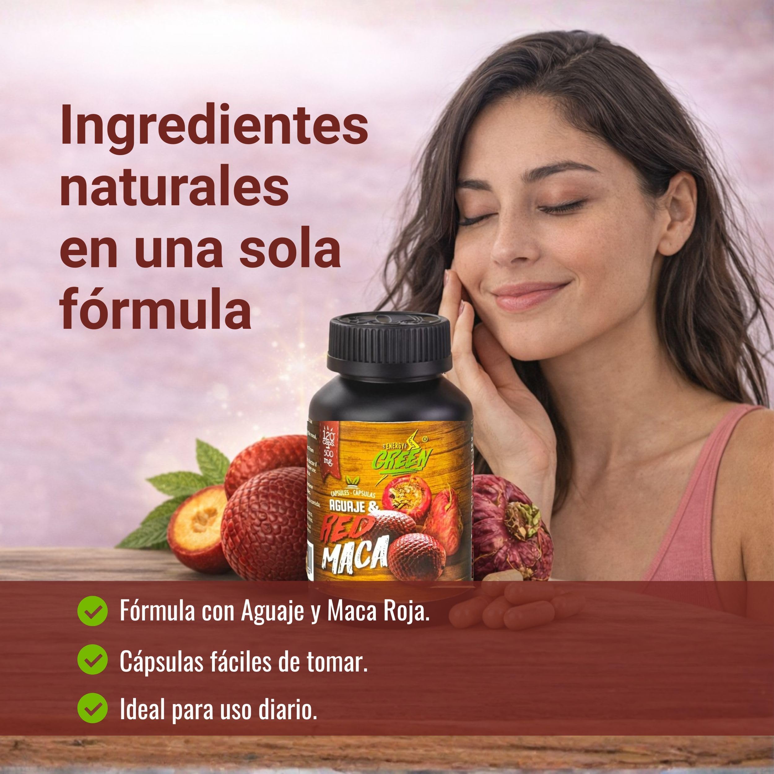 ANDES Aguaje Plus Red Maca 1000mg 120 Capsules back view