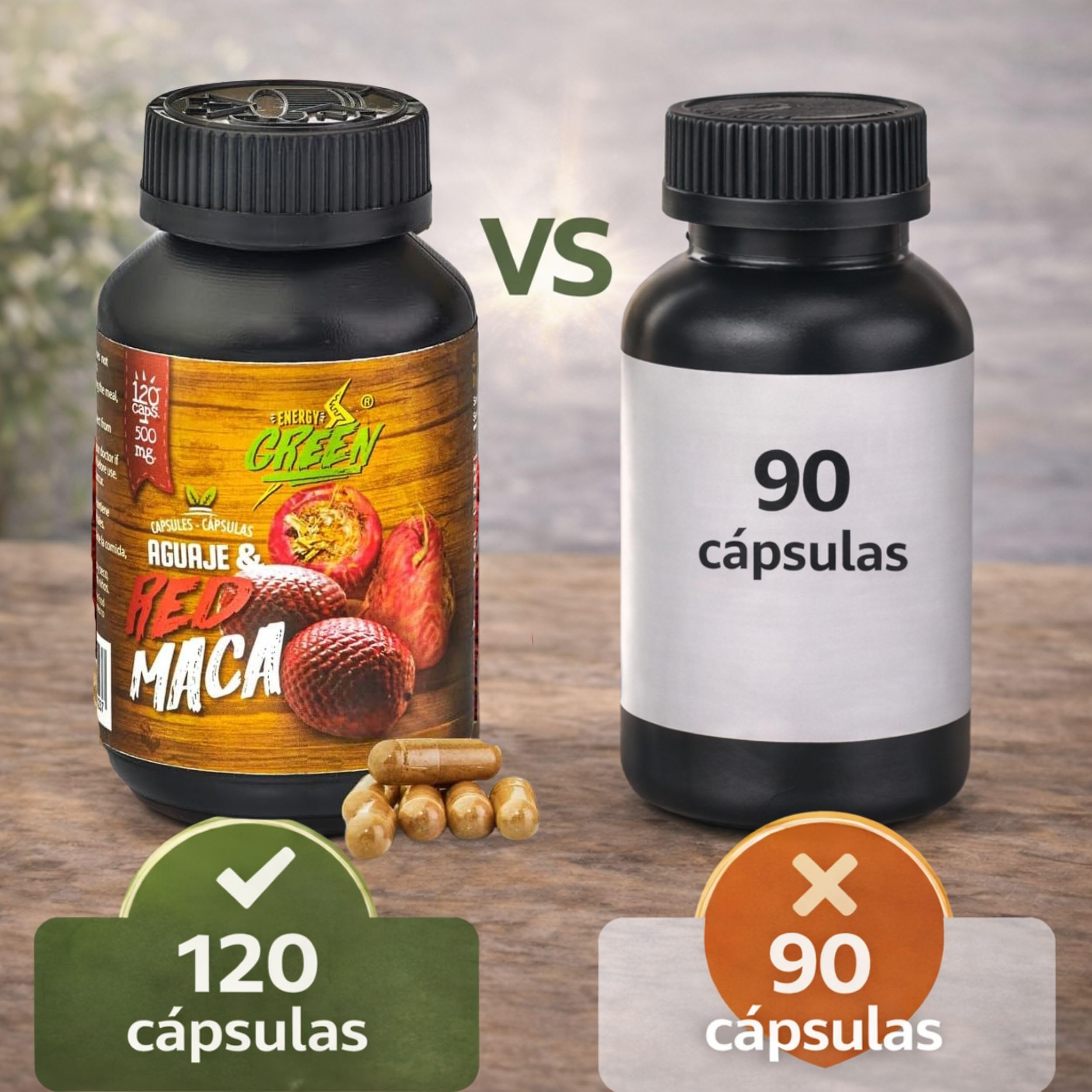 ANDES Aguaje Plus Red Maca 1000mg 120 Capsules side view