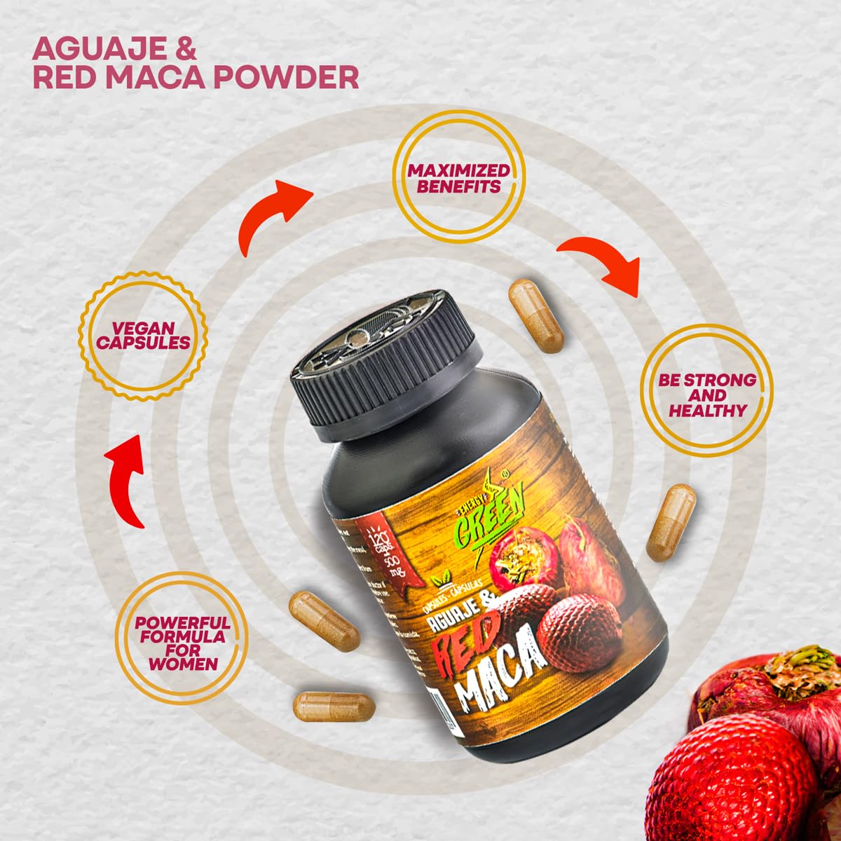 ANDES Aguaje Plus Red Maca 1000mg ingredients list