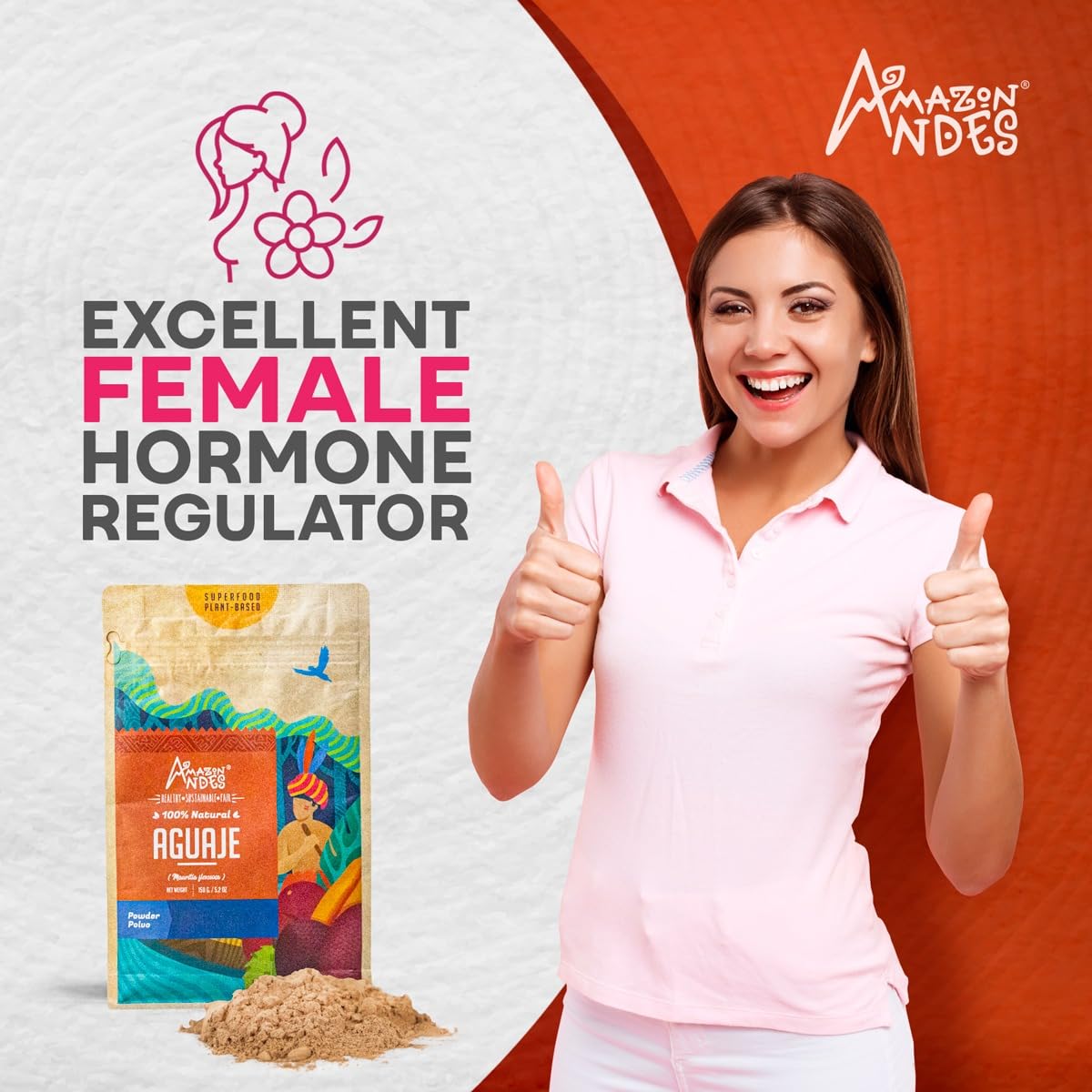 ANDES Aguaje Powder 150g back view with nutritional information
