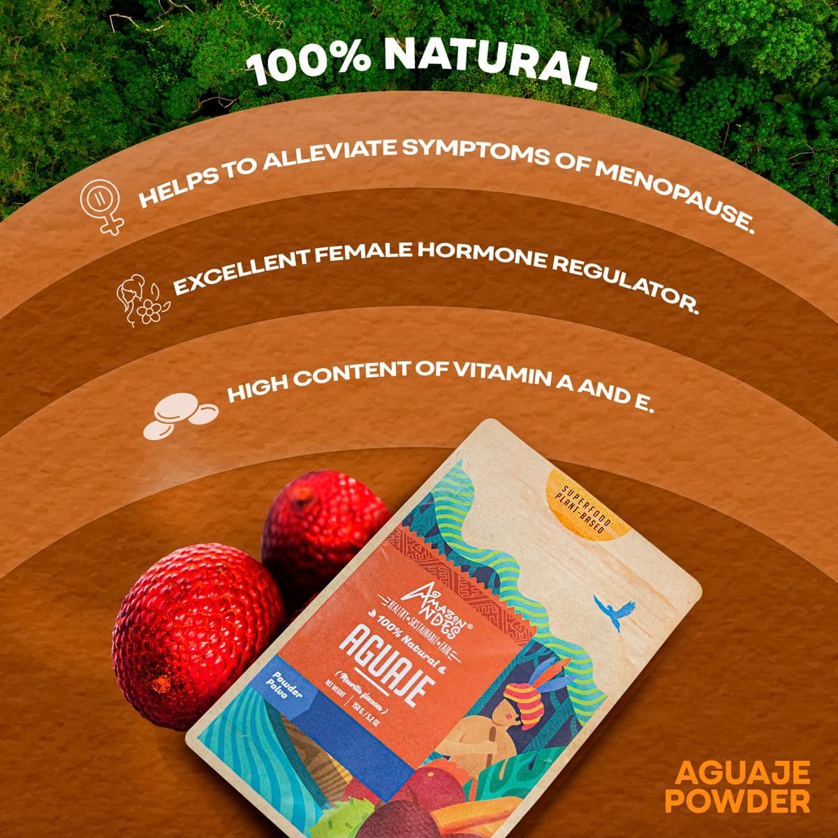 ANDES Aguaje Powder 150g side view showing product details