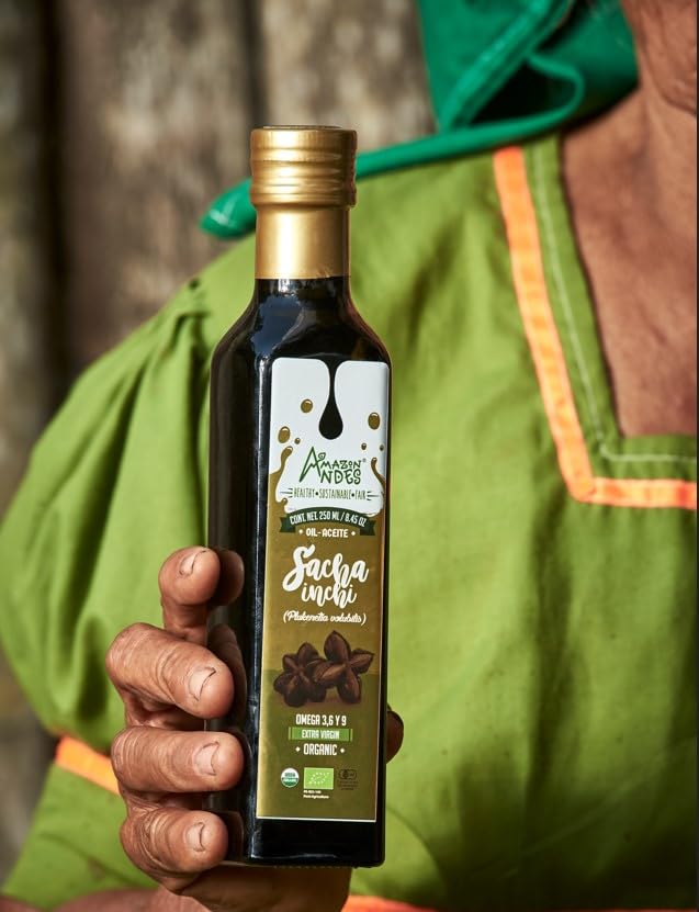 ANDES Sacha Inchi Oil bottle side view