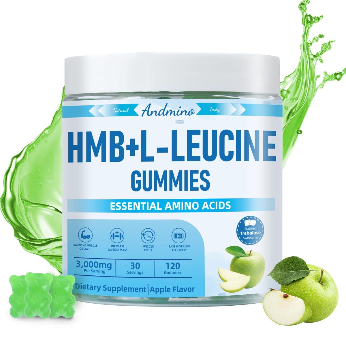 andmino HMB and Leucine Gummies 3000mg front view