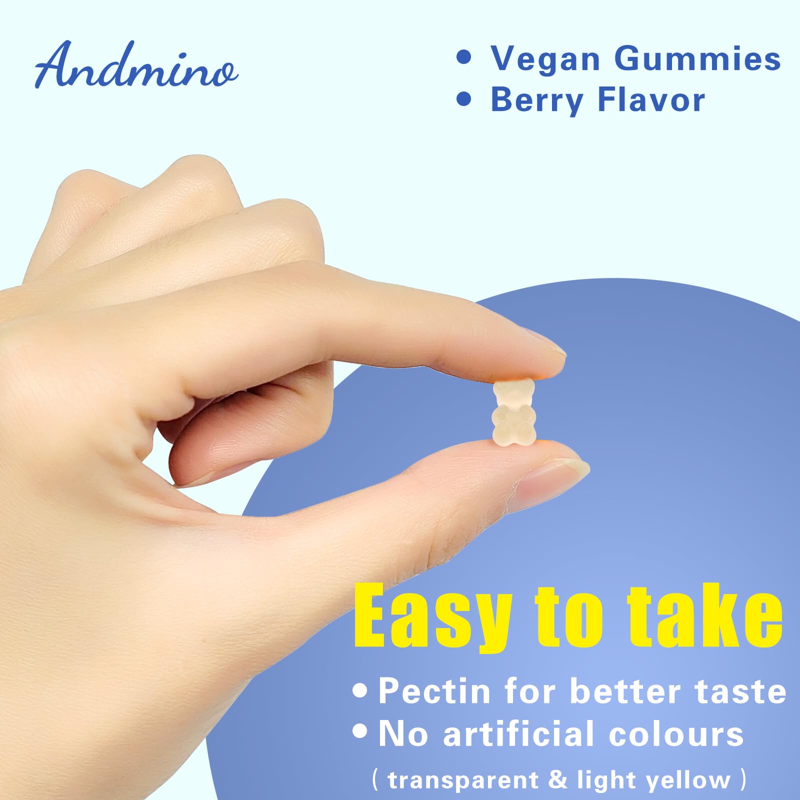 andmino L-Lysine Gummies 1000mg gummies in hand