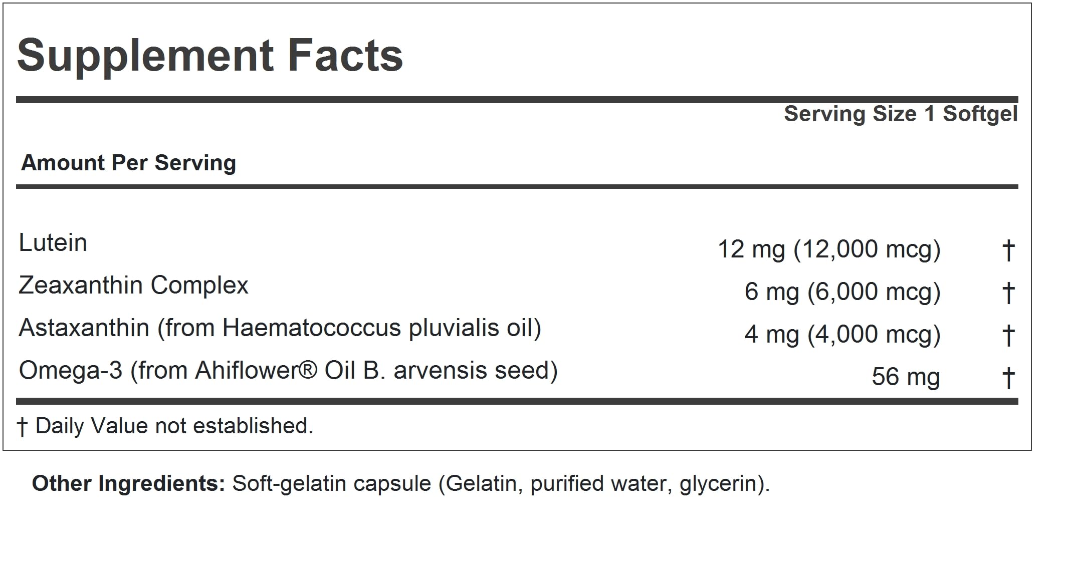 ANDREW LESSMAN Astaxanthin Capsules packaging side view