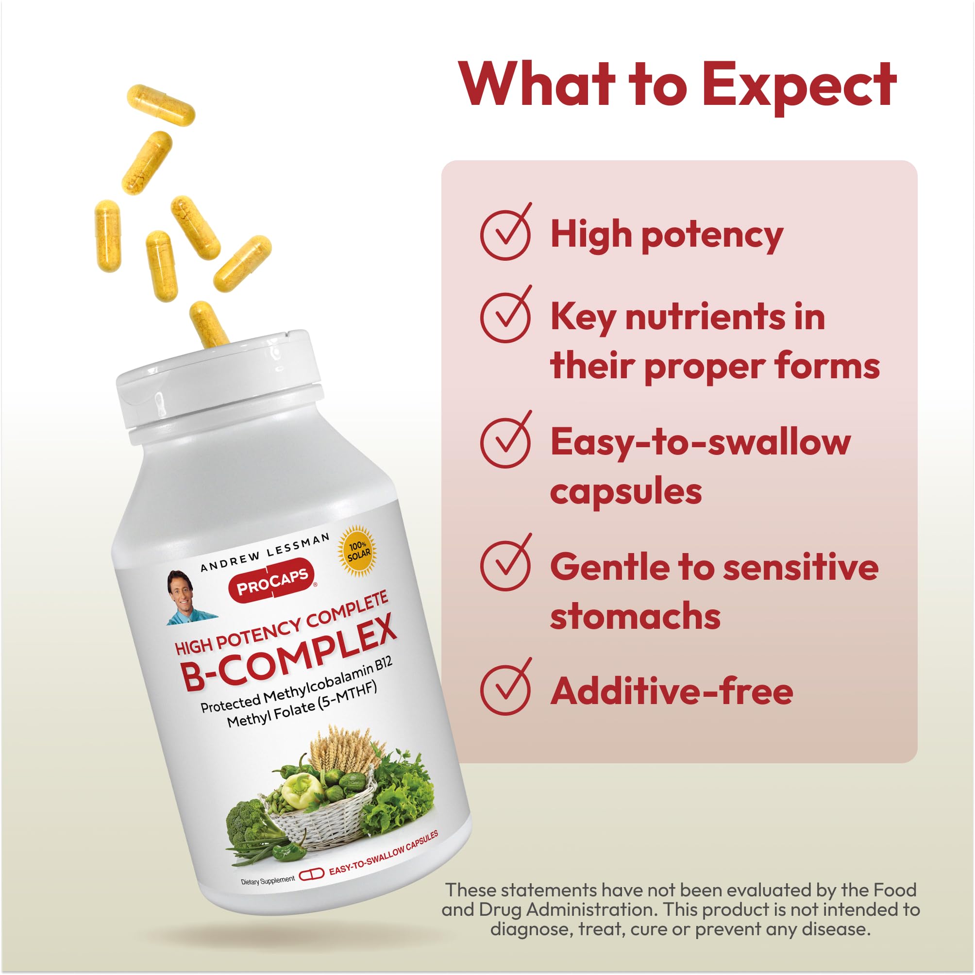 ANDREW LESSMAN B-Complex Vitamins 36g back view of packaging