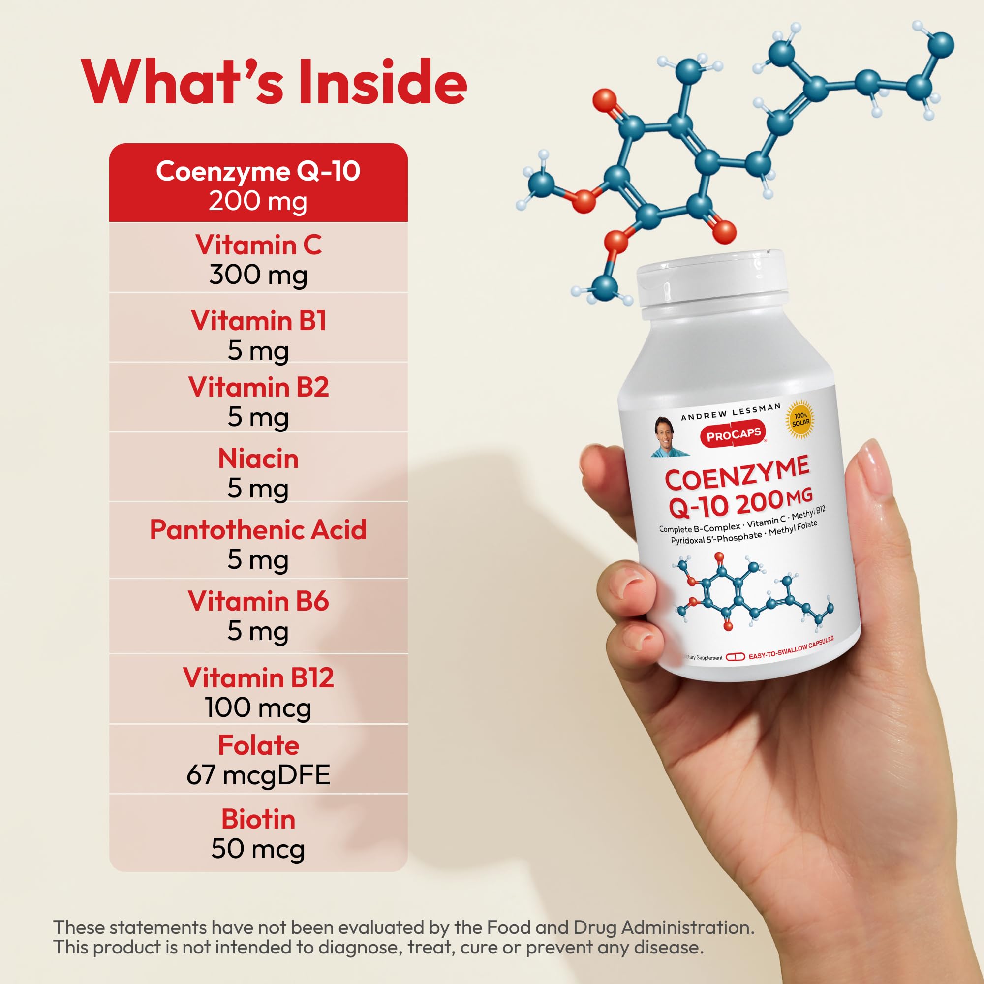 ANDREW LESSMAN CoQ10 nutritional information on the bottle