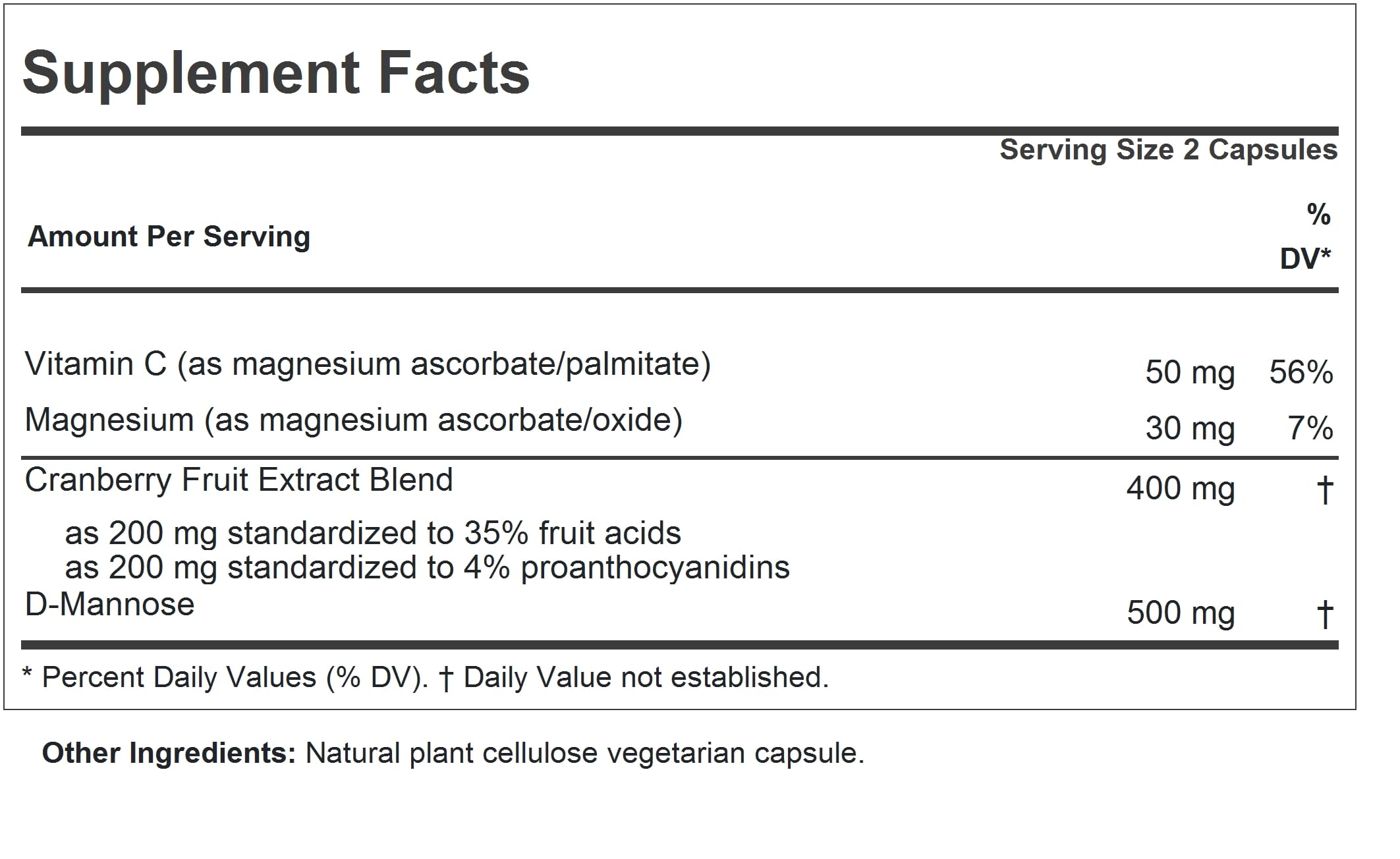 ANDREW LESSMAN Cranberry with D-Mannose 400mg capsules bottle side view