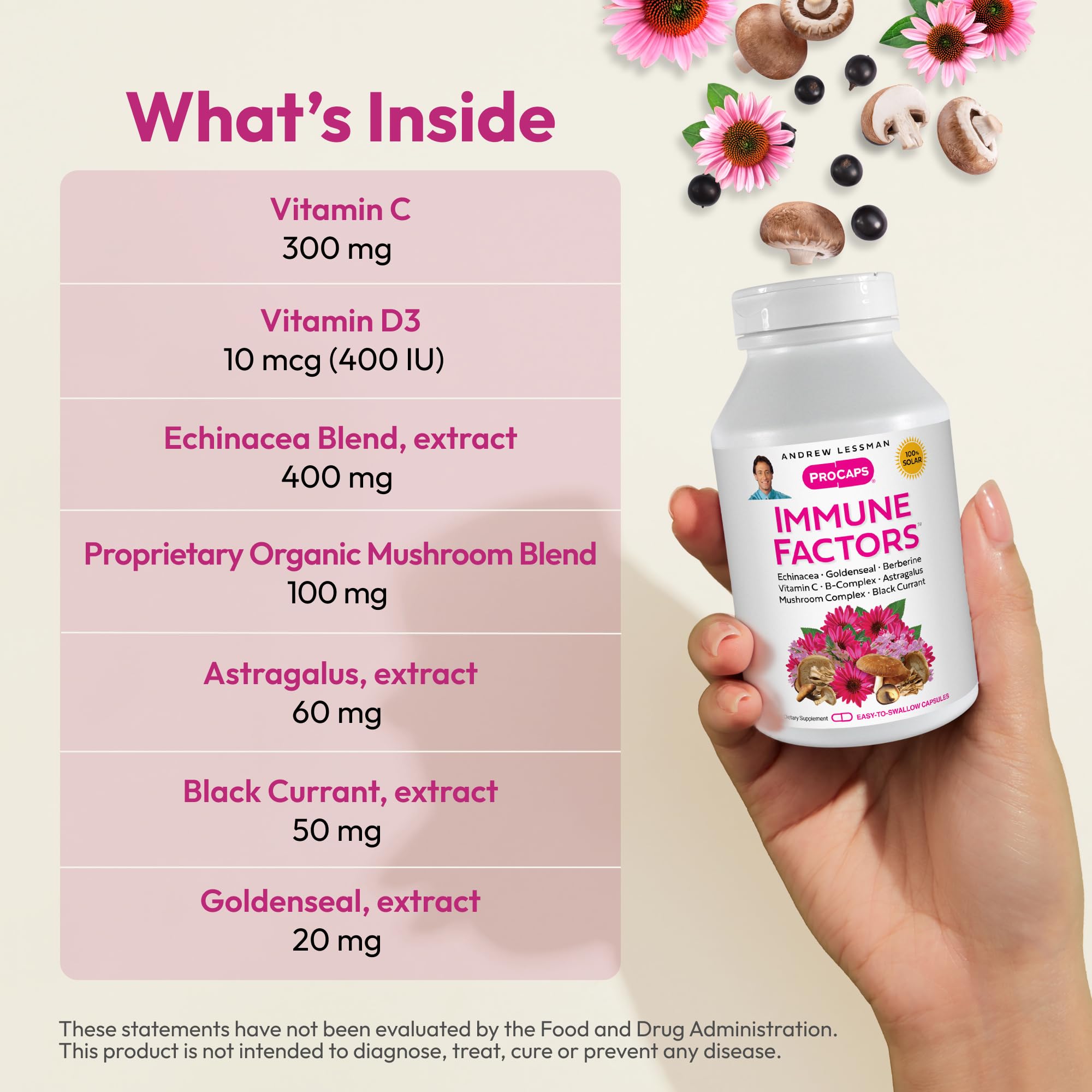 ANDREW LESSMAN Echinacea Herbal Supplement ingredients list on packaging