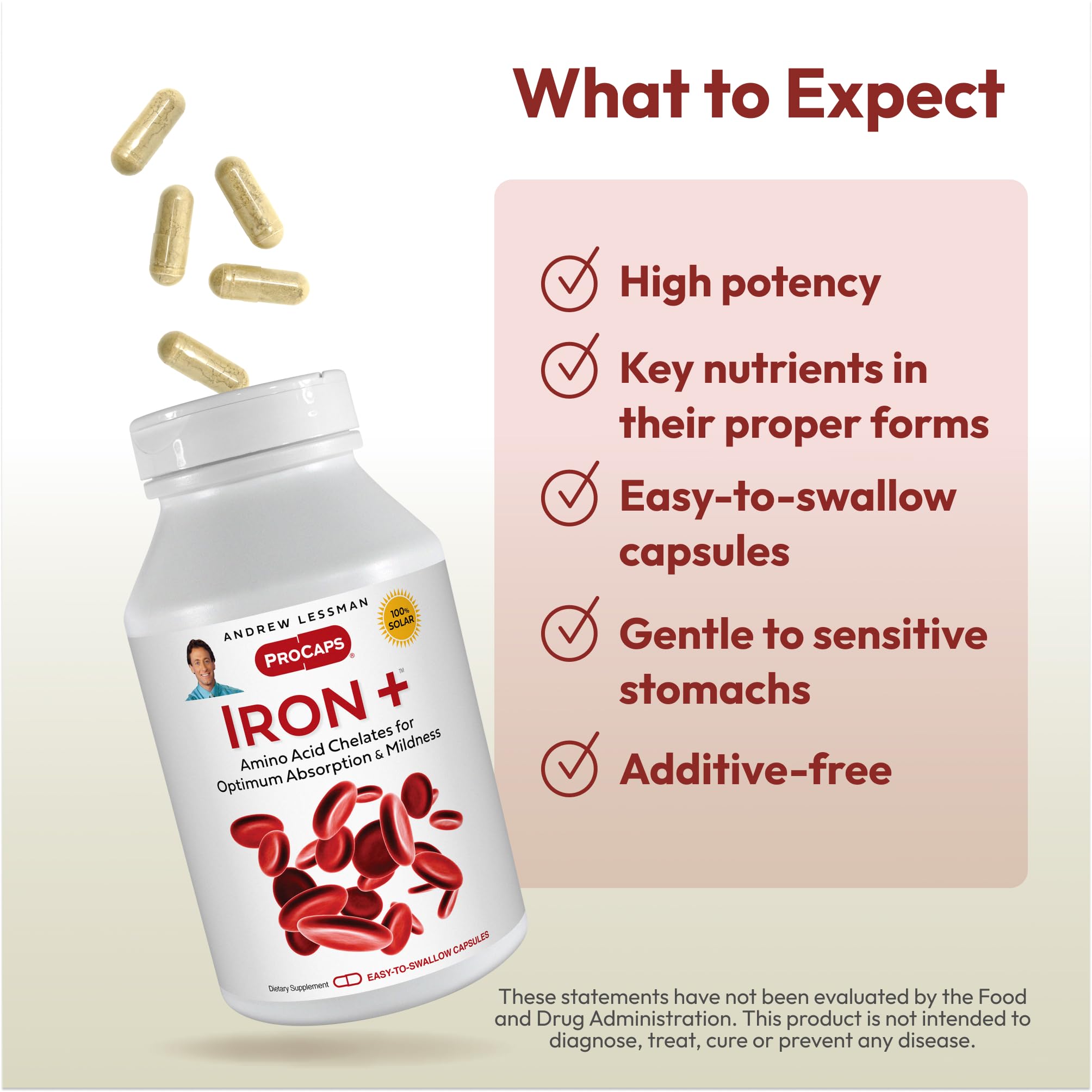 ANDREW LESSMAN Iron Supplement 18mg capsule close-up