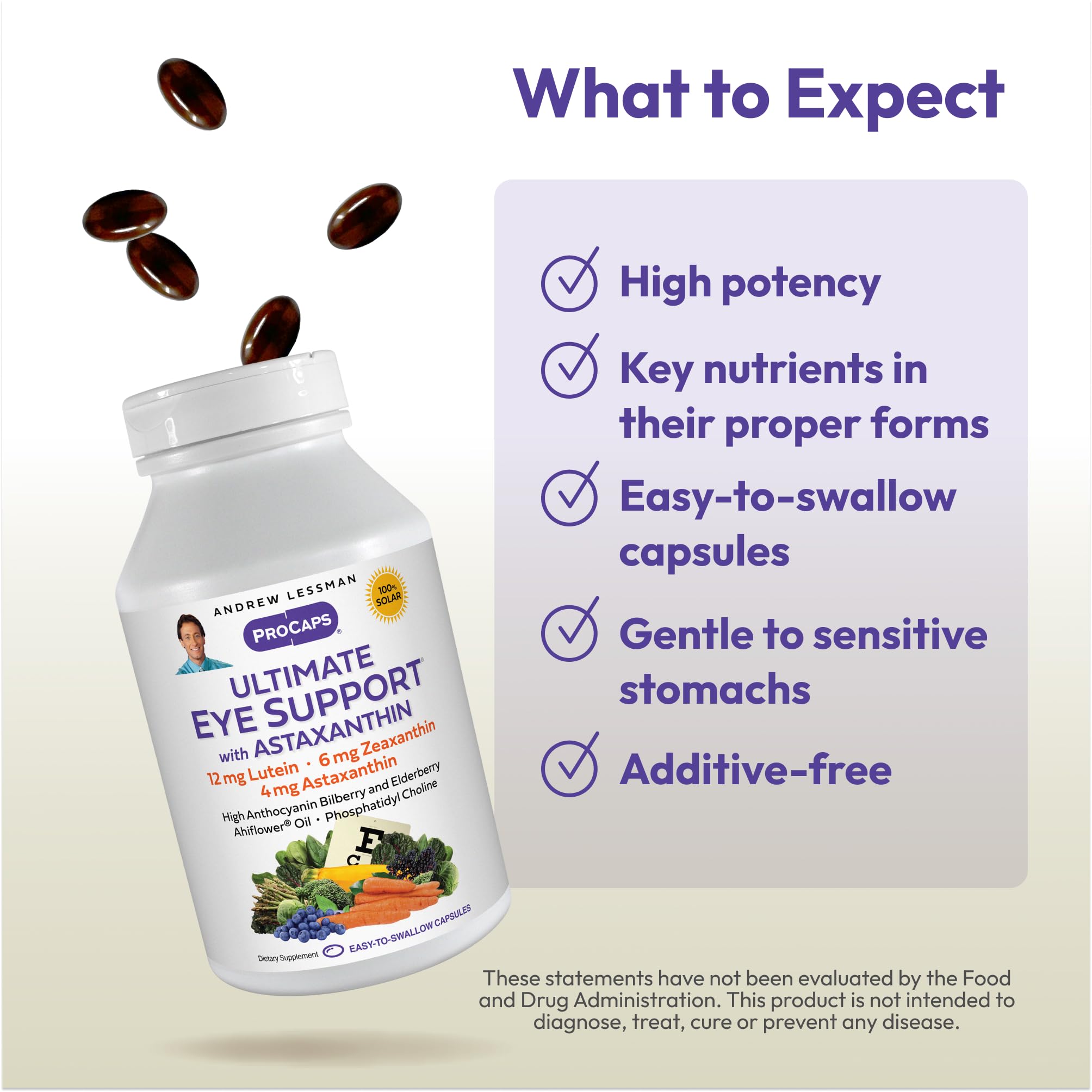 Andrew Lessman Lutein Eye Support Supplement bottle side view