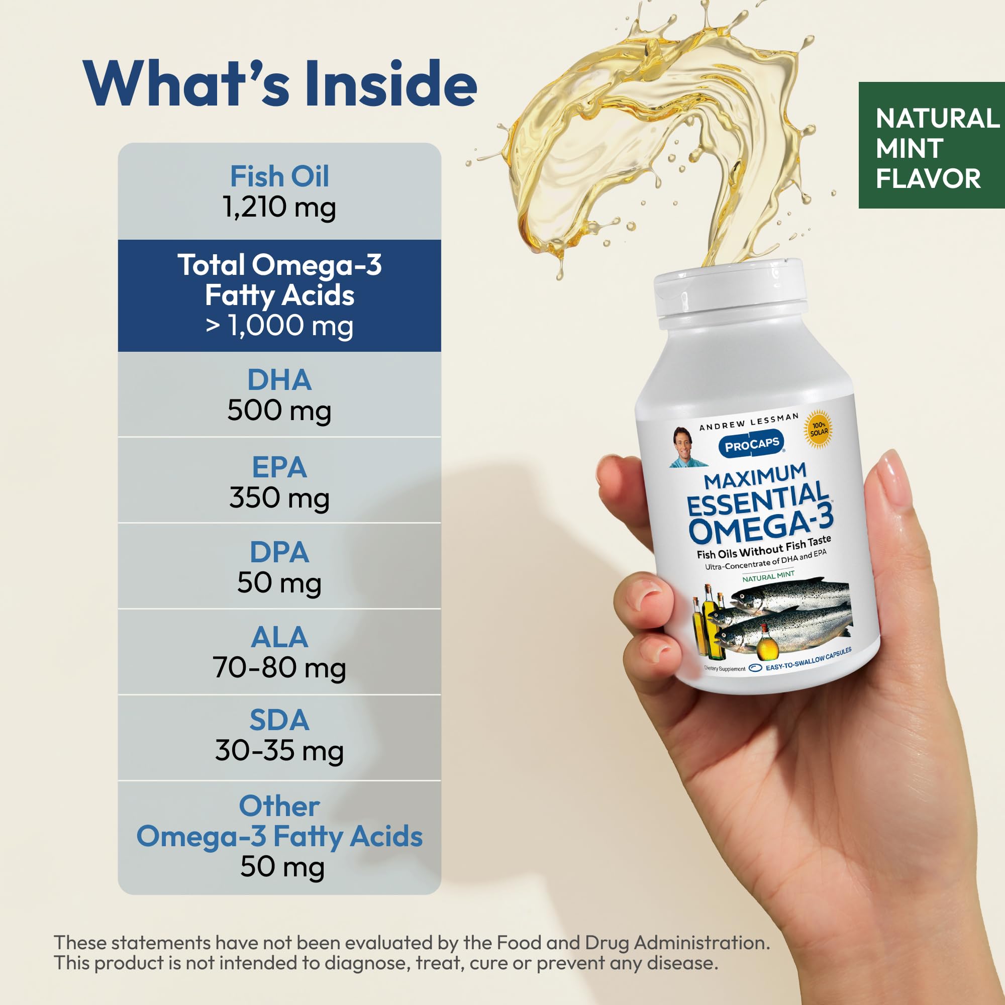 ANDREW LESSMAN Maximum Essential Omega-3 packaging side view