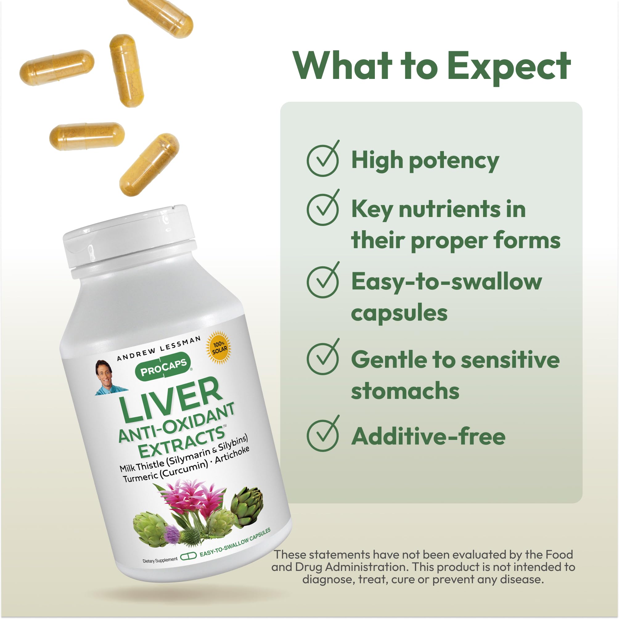 ANDREW LESSMAN Milk Thistle Supplement capsules on a table