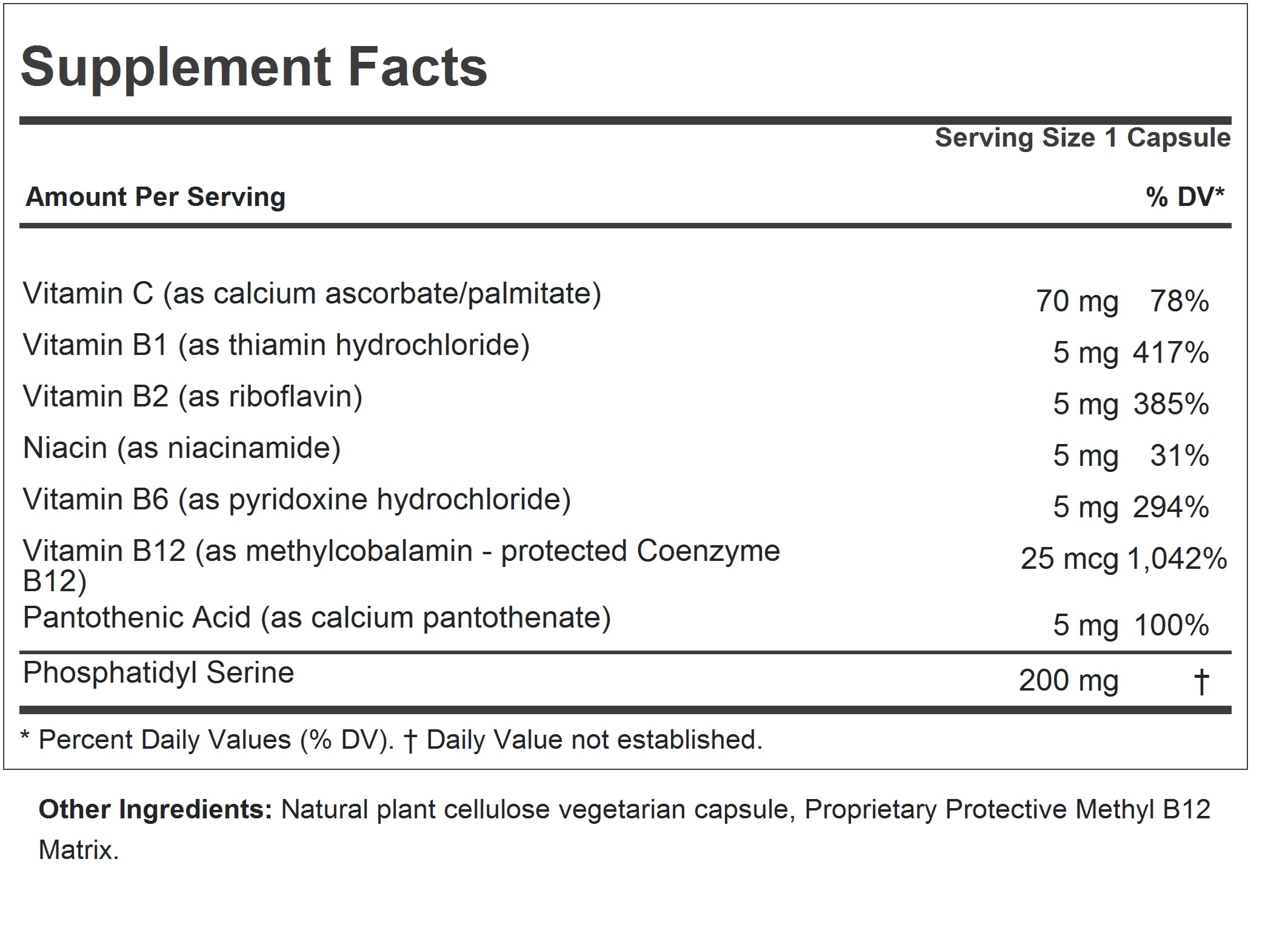 ANDREW LESSMAN Phosphatidyl Serine Supplement capsule side view