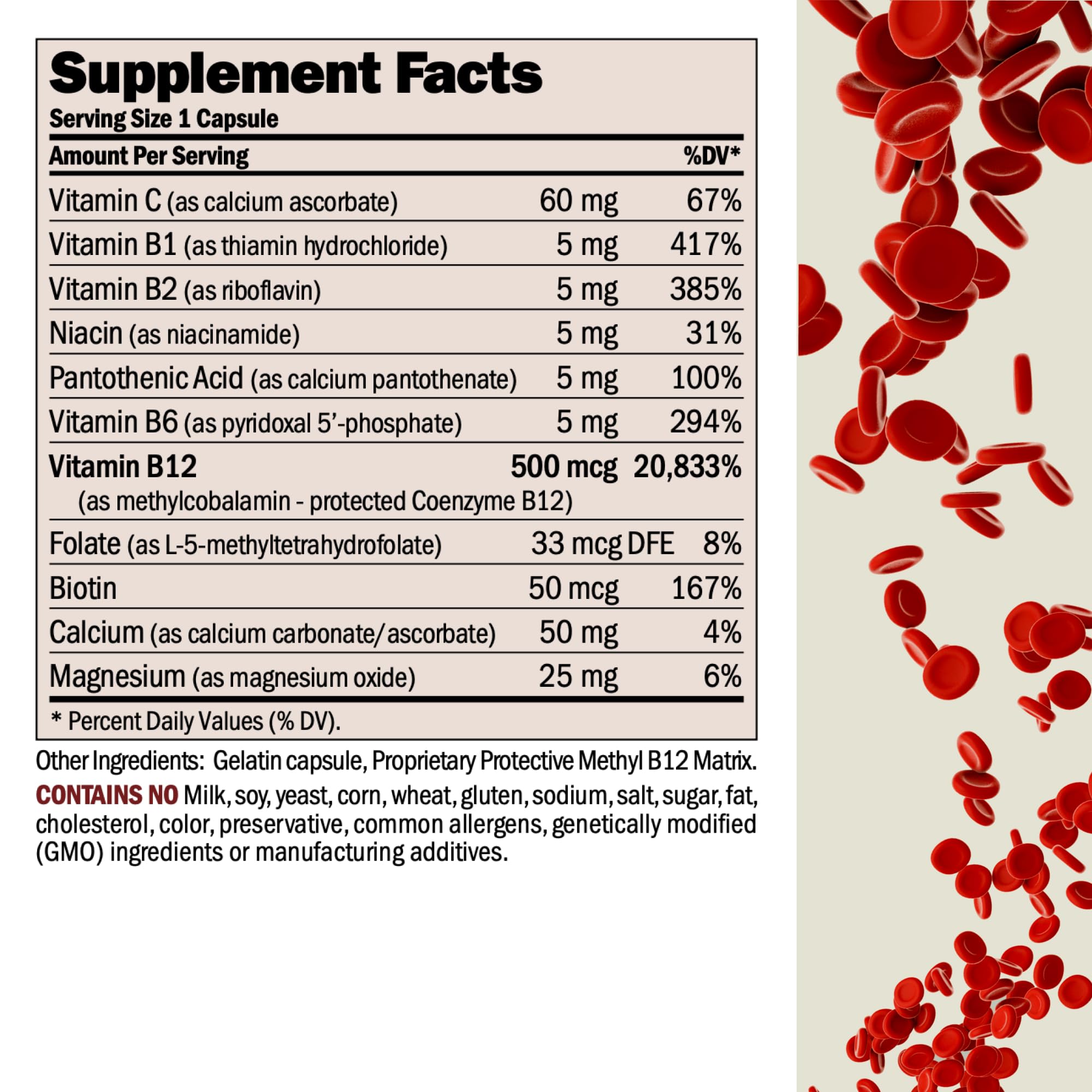 ANDREW LESSMAN Vitamin B12 Methylcobalamin 500 mcg Capsules side view