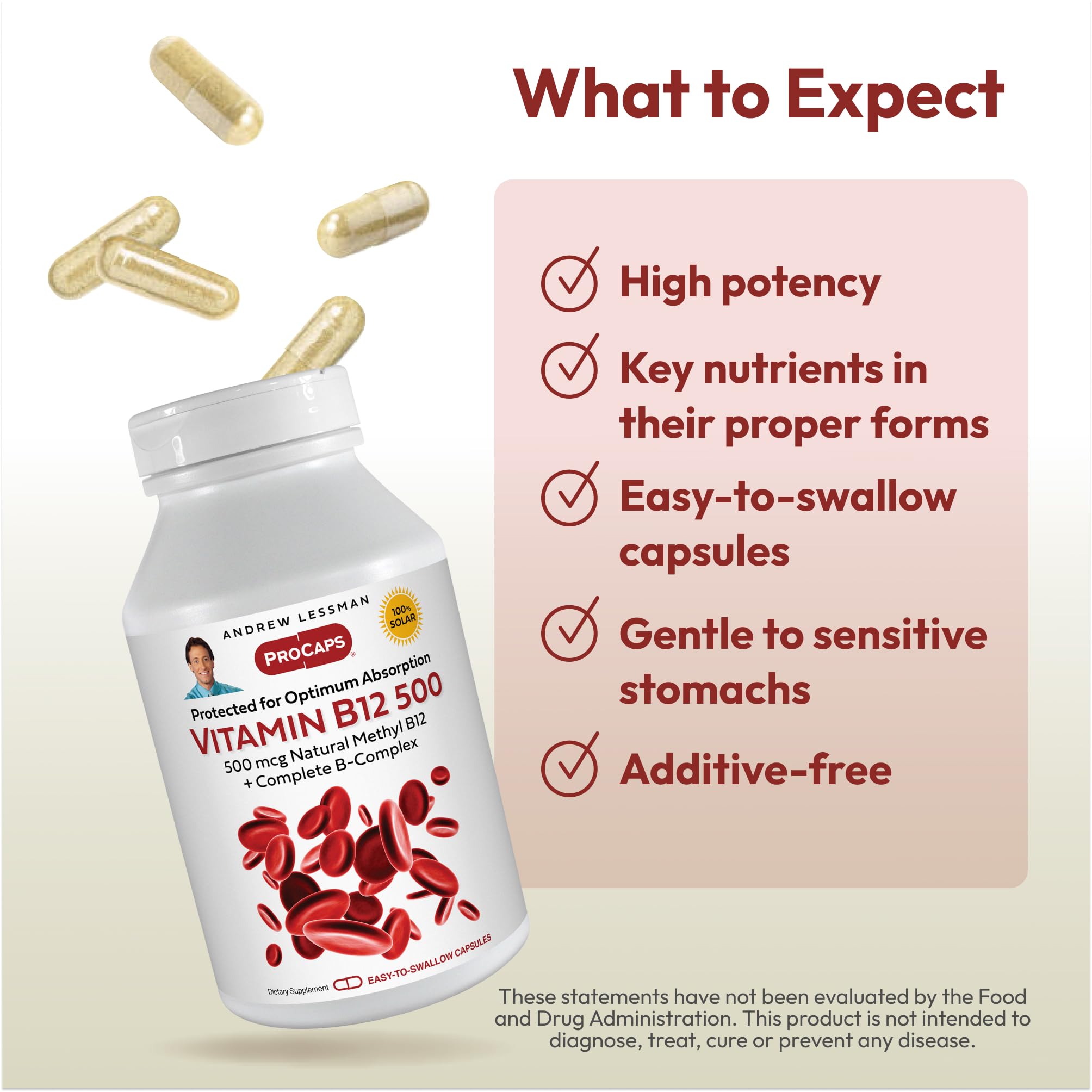 ANDREW LESSMAN Vitamin B12 Methylcobalamin 500 mcg Capsules with dosage information