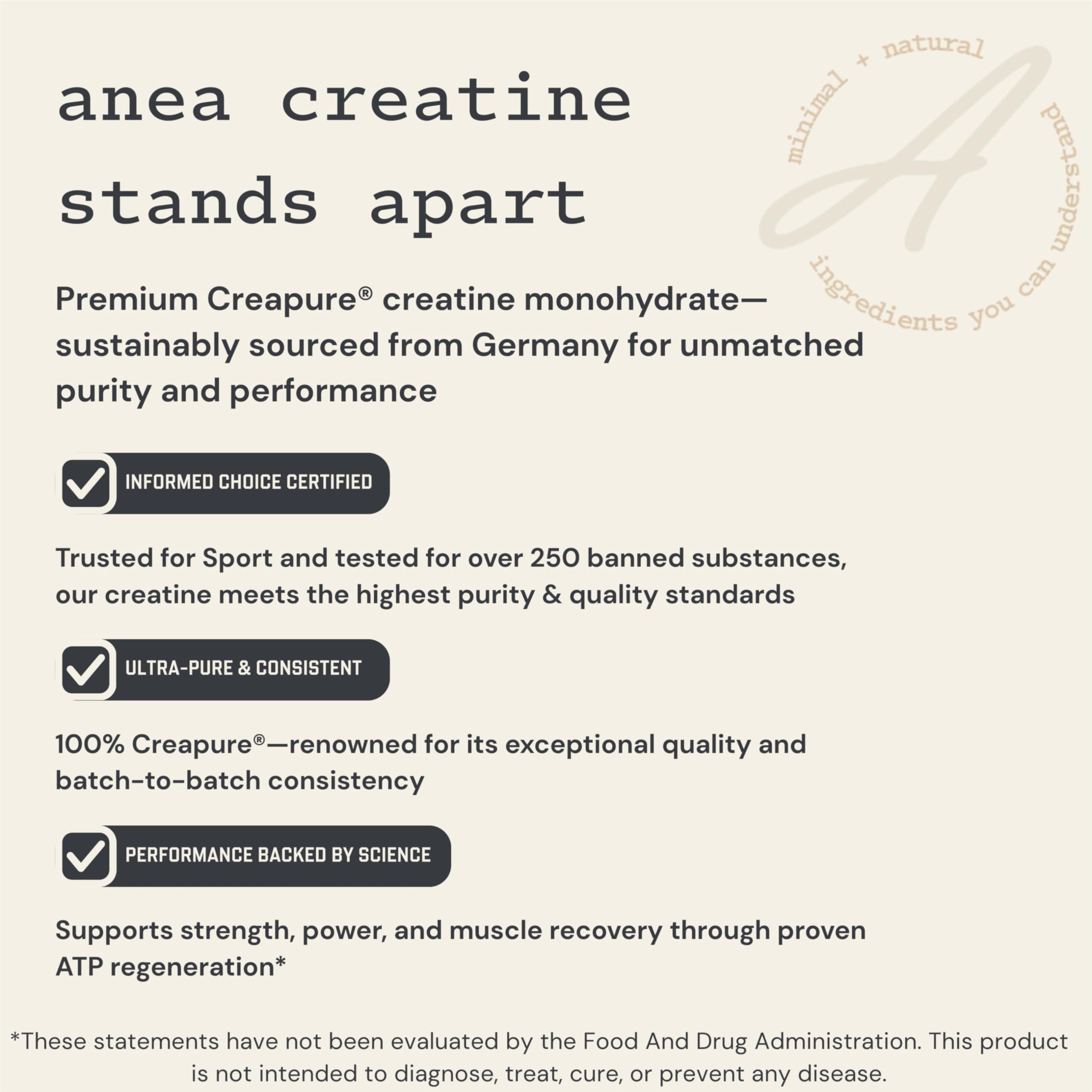 Anea Nutrition Creapure Creatine Monohydrate mixed in water