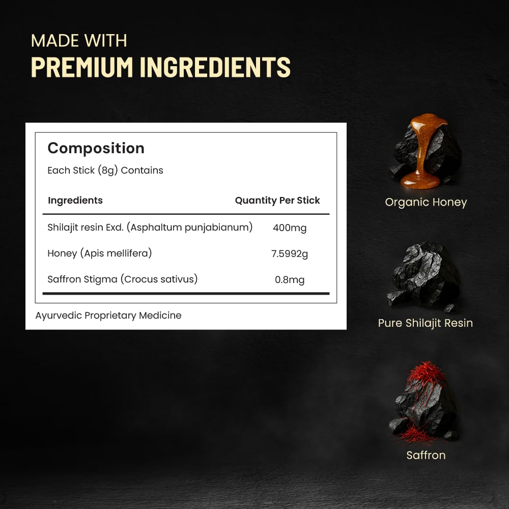 ANECDOTE Himalayan Shilajit Honey Sticks alongside saffron strands