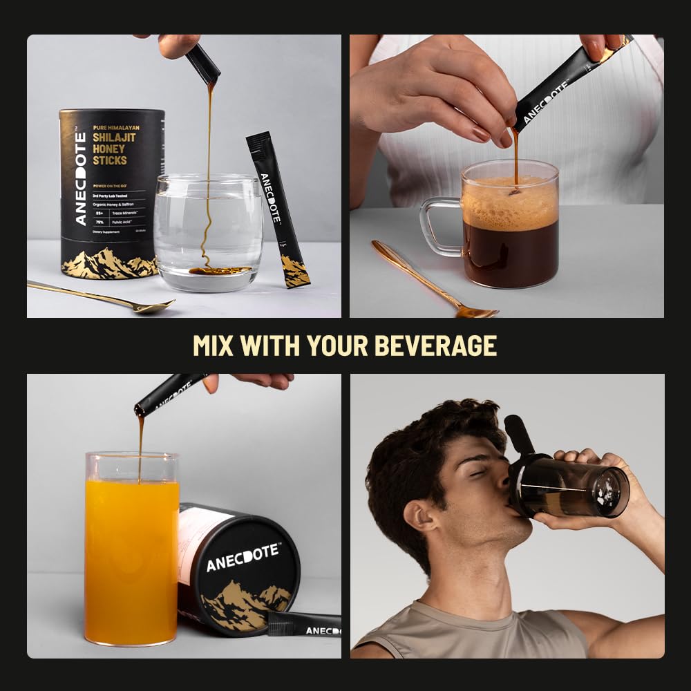ANECDOTE Himalayan Shilajit Honey Sticks with honey dipper
