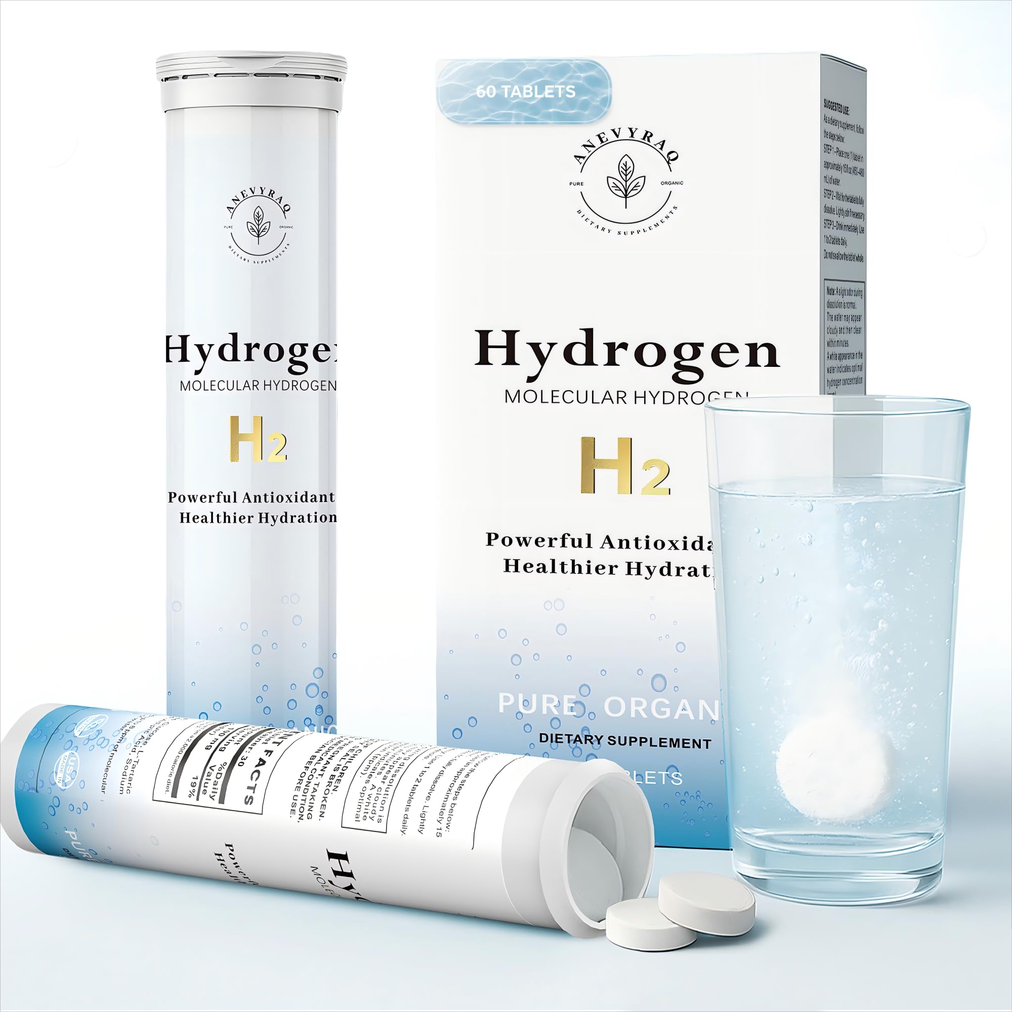 ANEVYRAQ Hydrogen Water Tablets tube front view