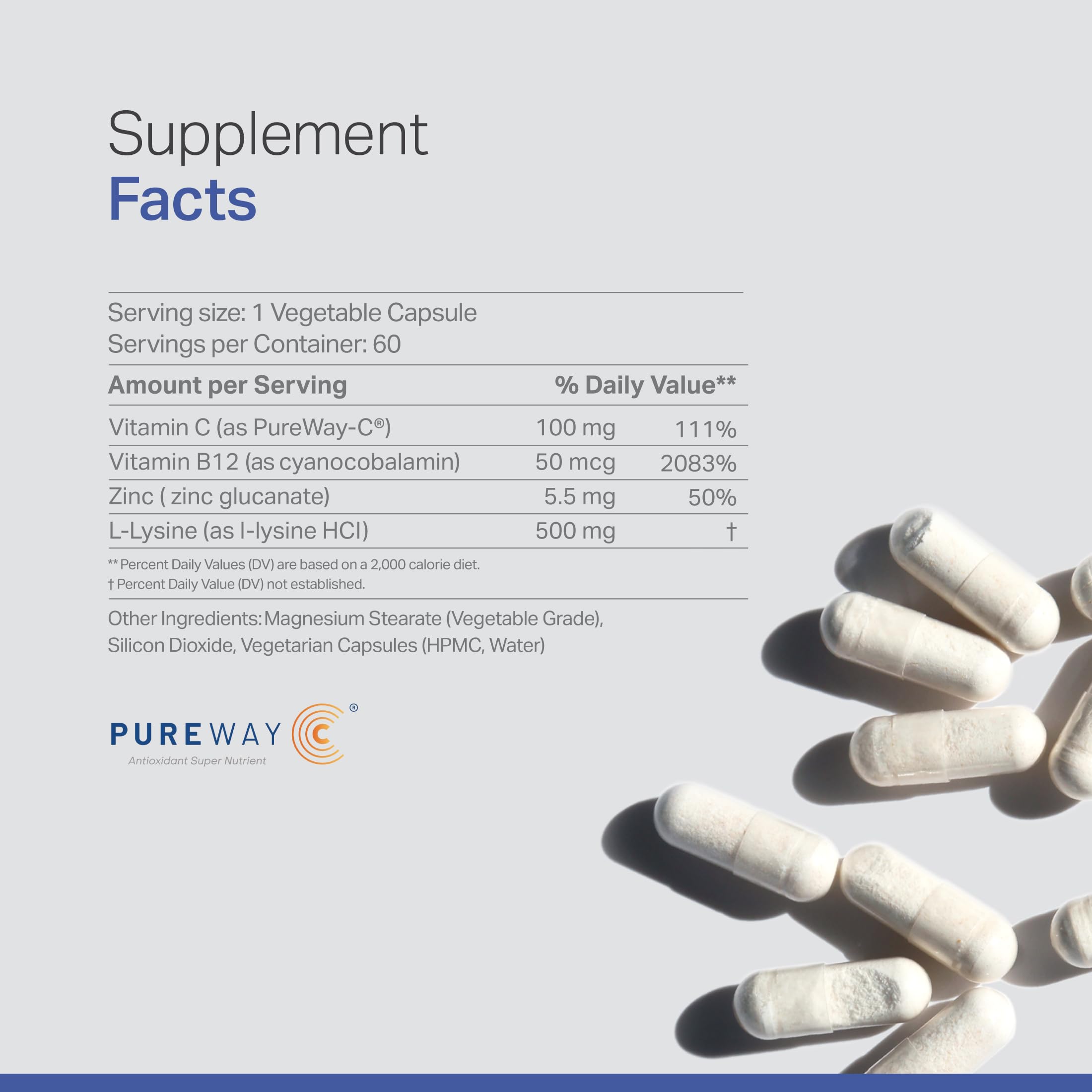 Anew Vita L-Lysine Supplement side view showing capsule details