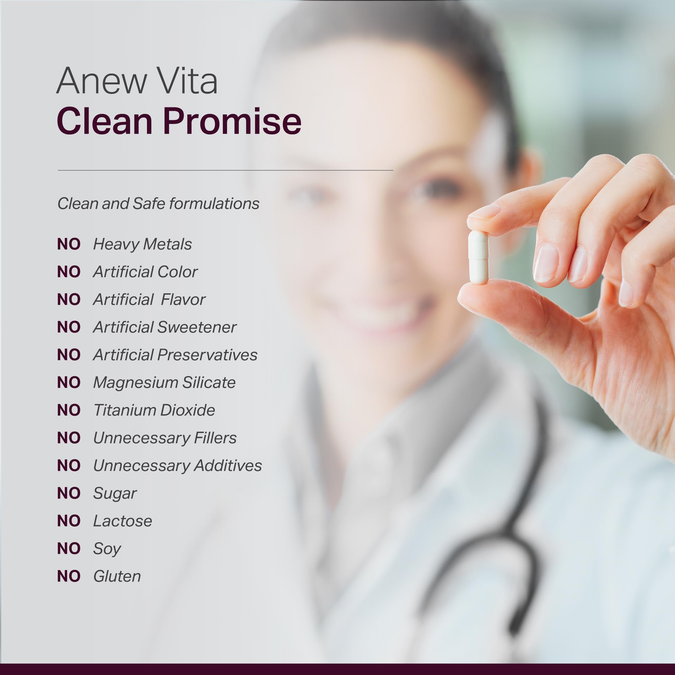 Anew Vita Policosanol Supplement displayed with a glass of water