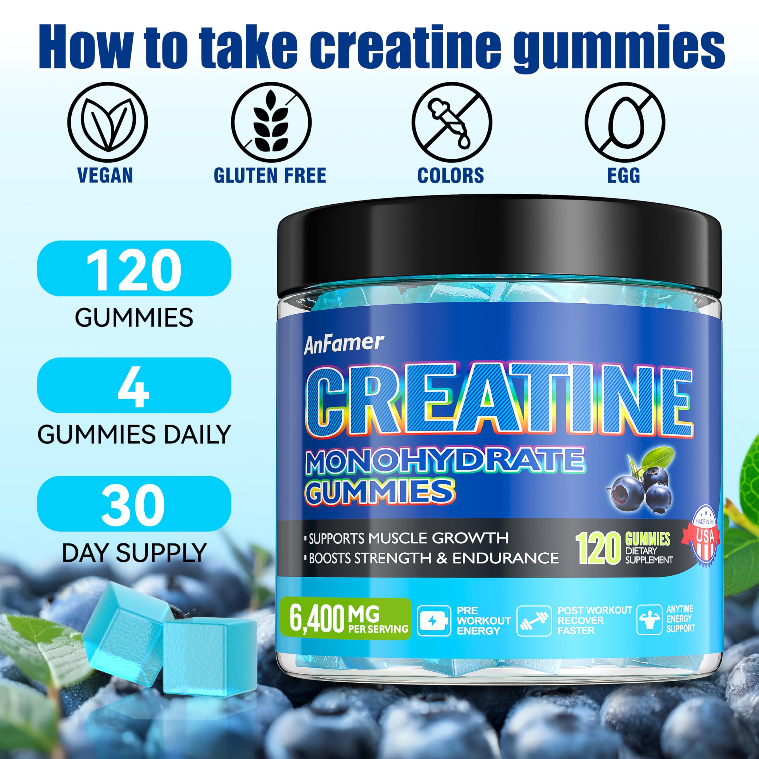 AnFamer Creatine Gummies lifestyle shot, easy to carry