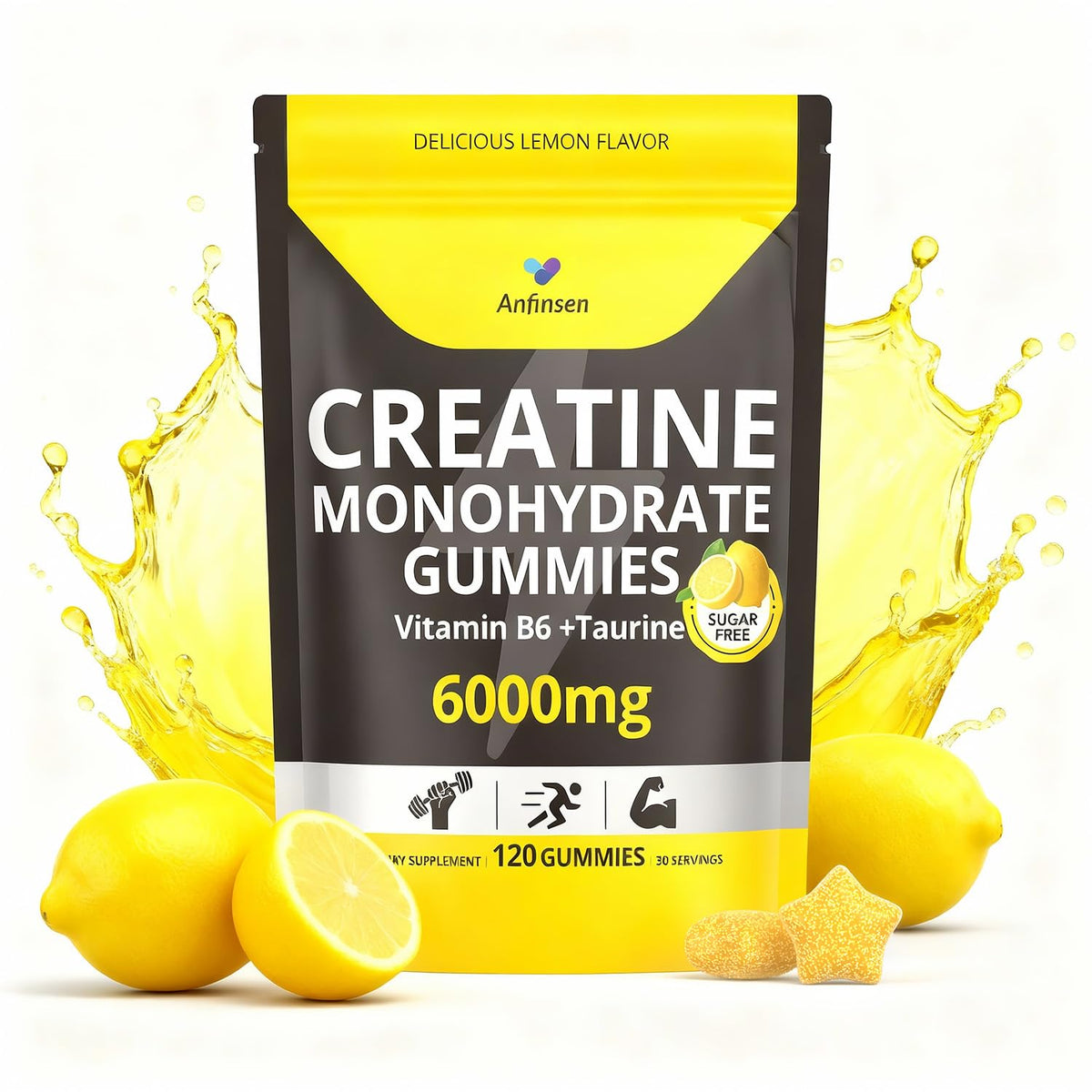 Anfinsen Creatine Gummies front view with packaging