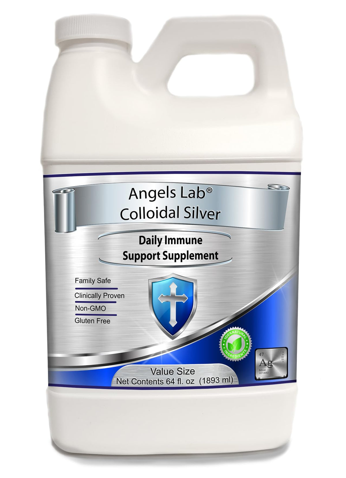 Angels Lab Colloidal Silver 10ppm 1919g front view