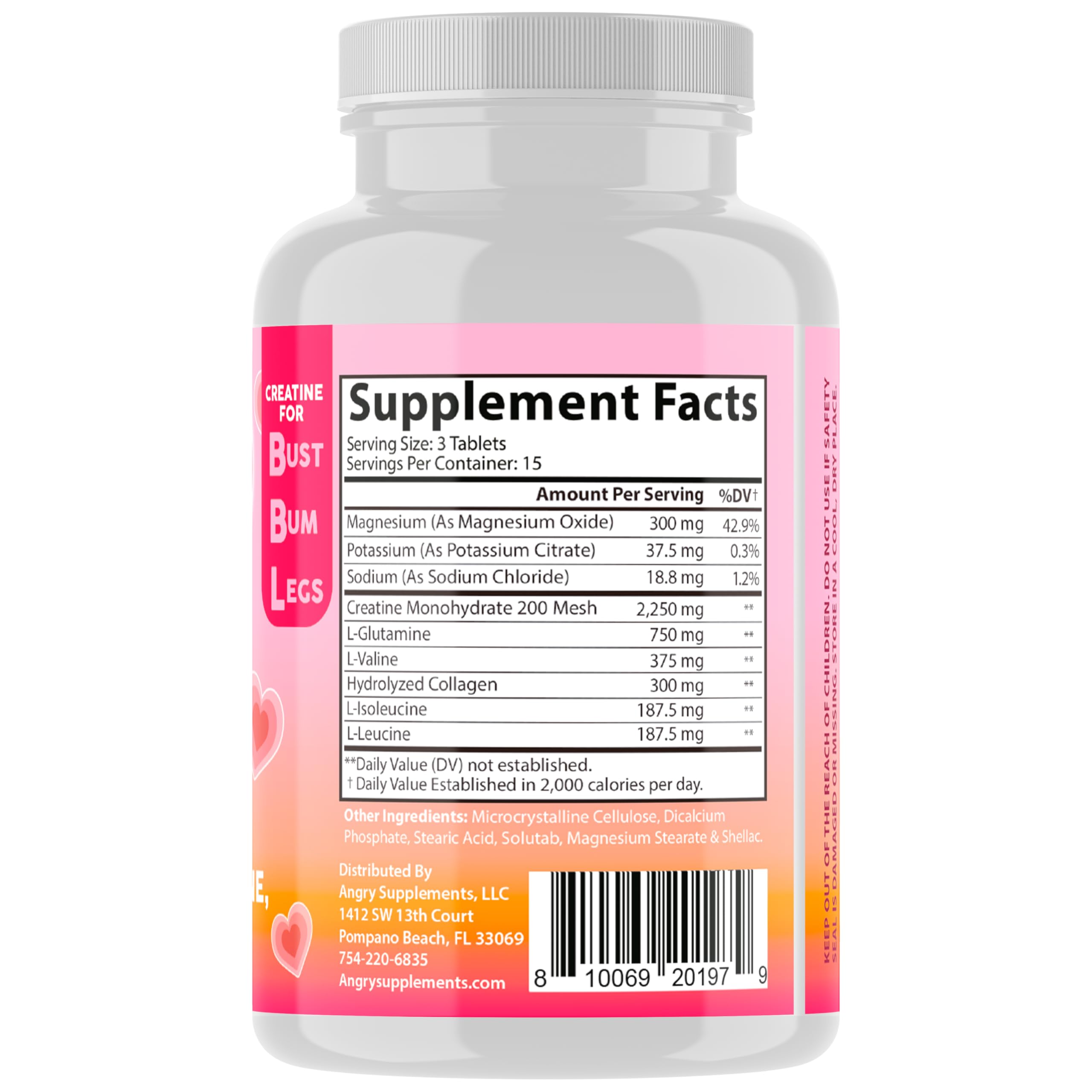 Angry Supplements Better Booty Creatine Complex Tablets with ingredients listed