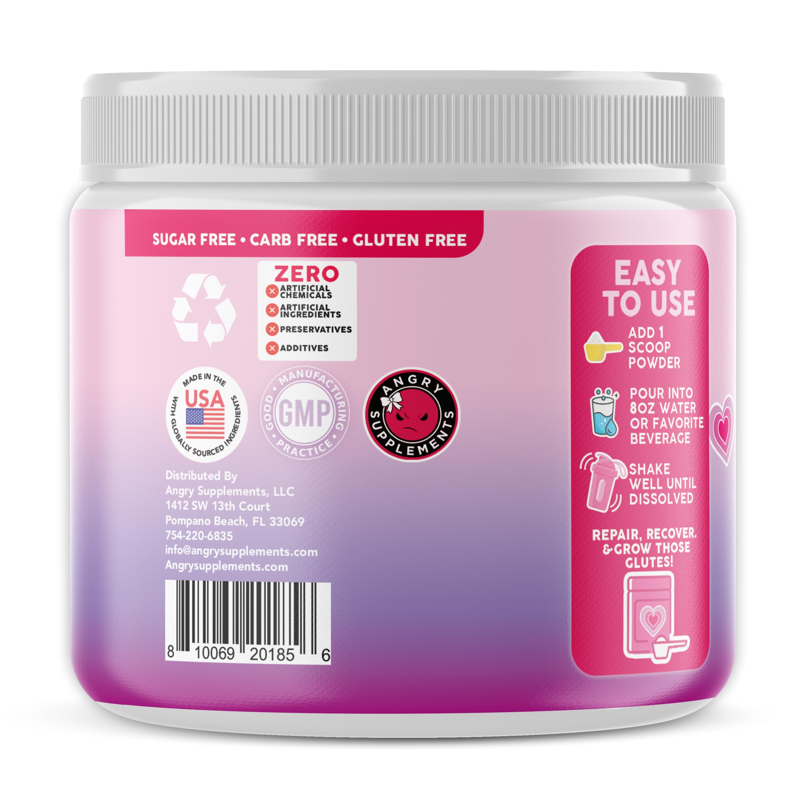 Angry Supplements Creatine Monohydrate 150g jar side view