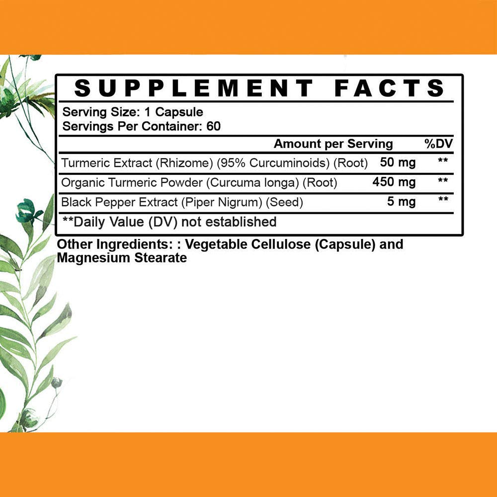Angry Supplements Turmeric Curcumin 500mg bottle side view