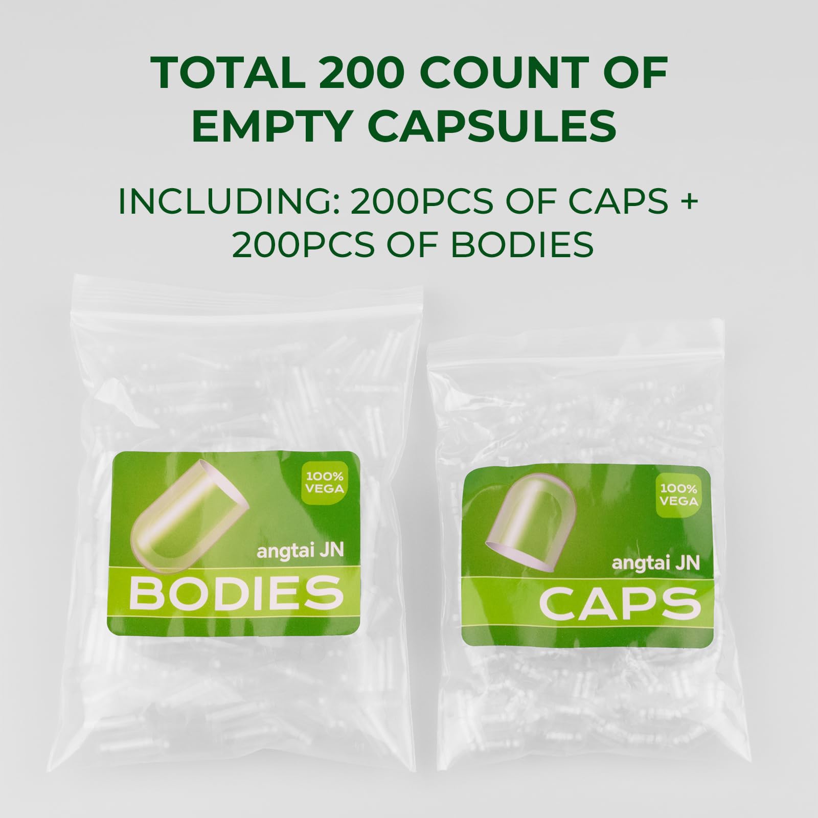 Angtai JN Empty Size 0 Vegetarian Capsules packaging
