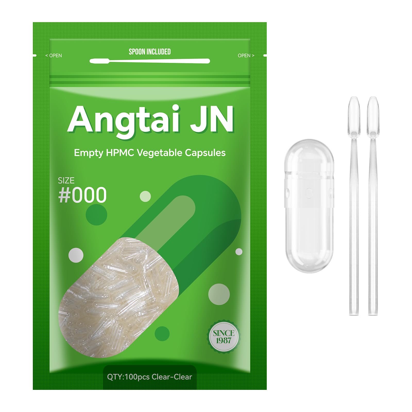 Angtai JN Empty Vegan Capsules Size 000 front view