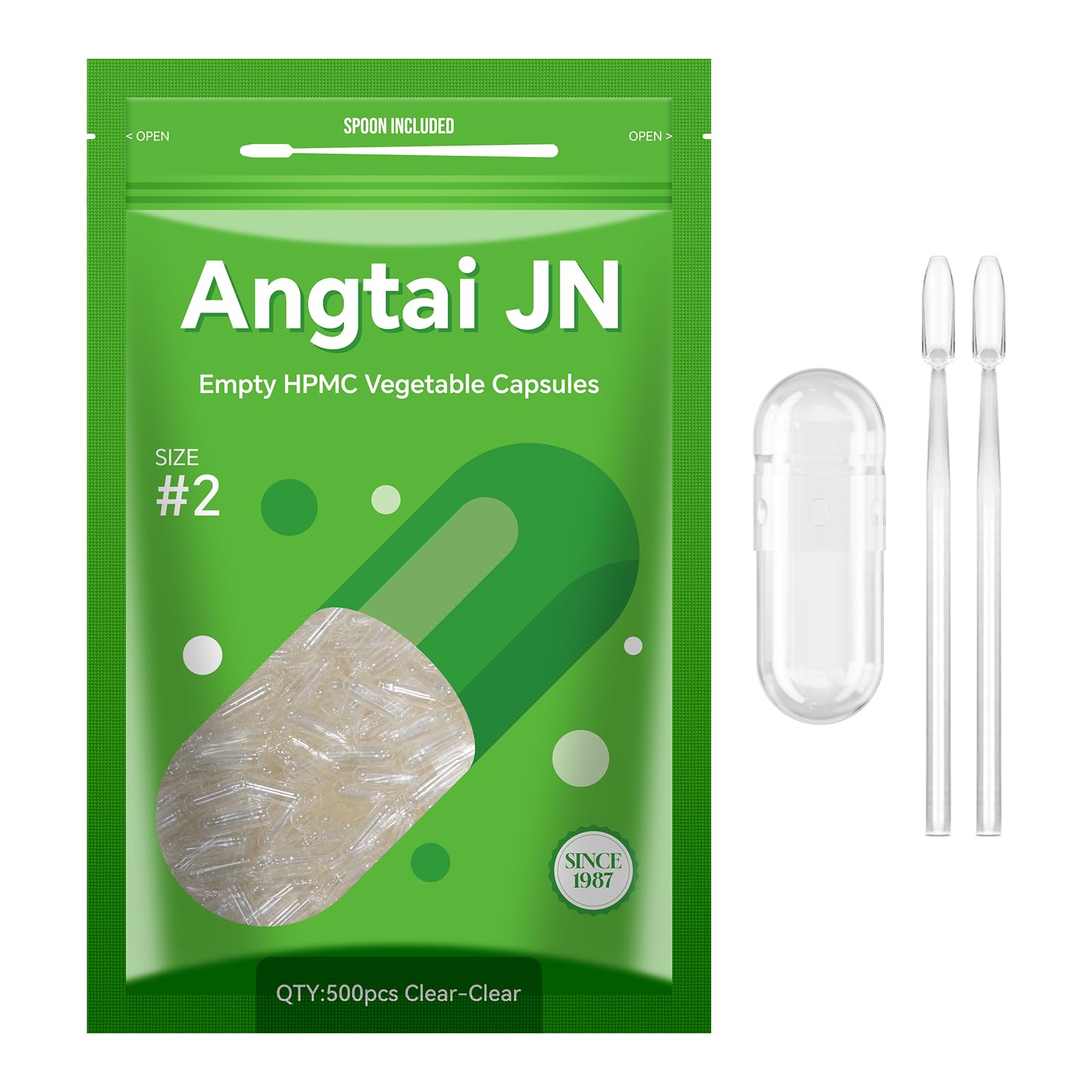 Angtai JN empty vegan capsules size 2 pack front view