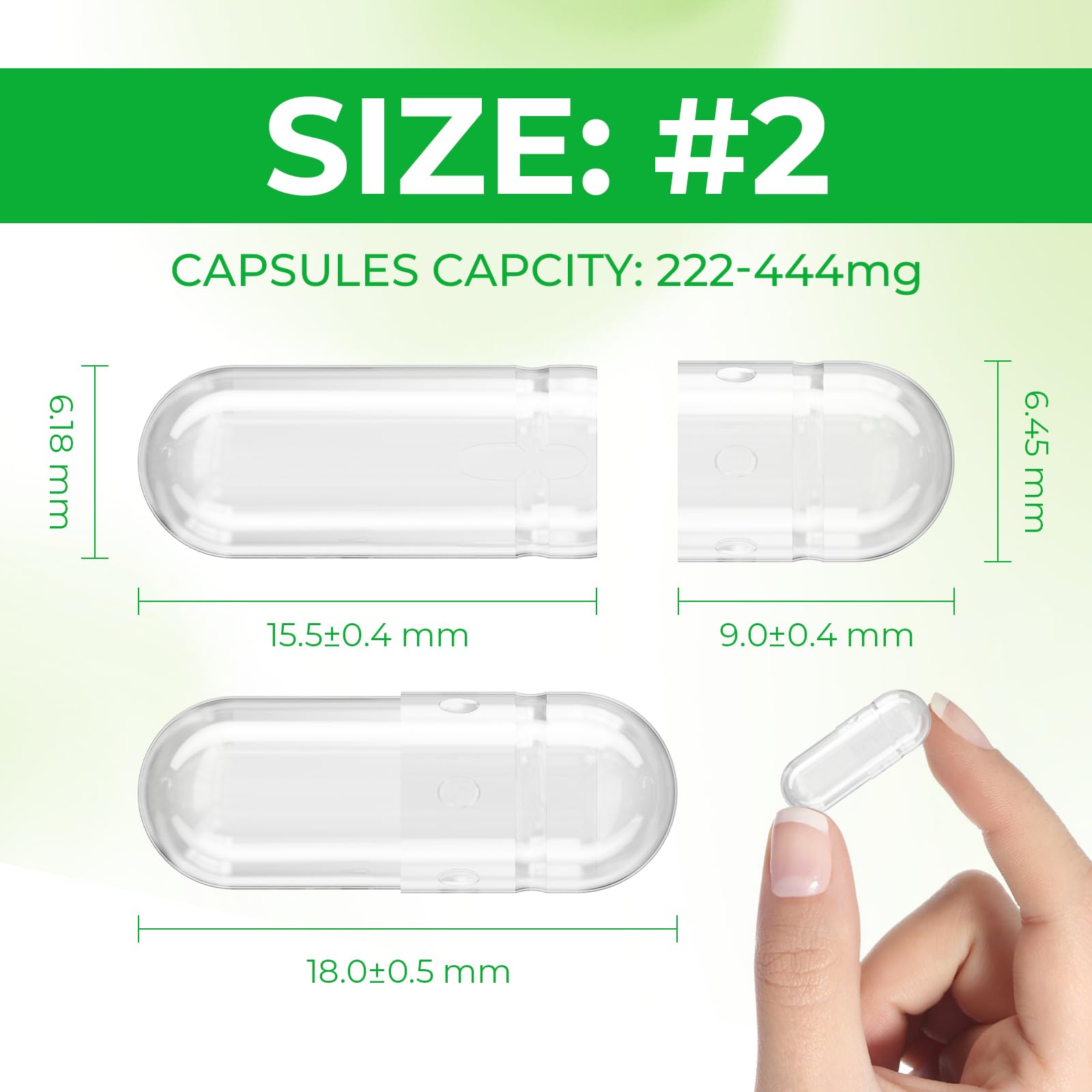Angtai JN empty vegan capsules size 2 with natural ingredients
