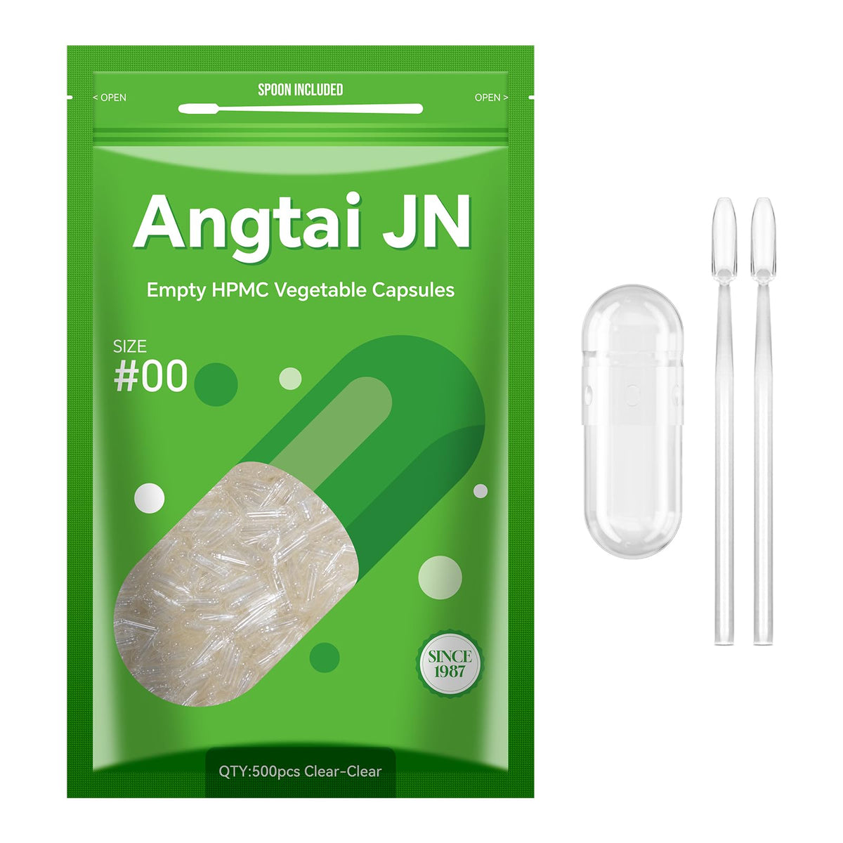 Angtai JN empty vegetarian capsules front view 5000 count