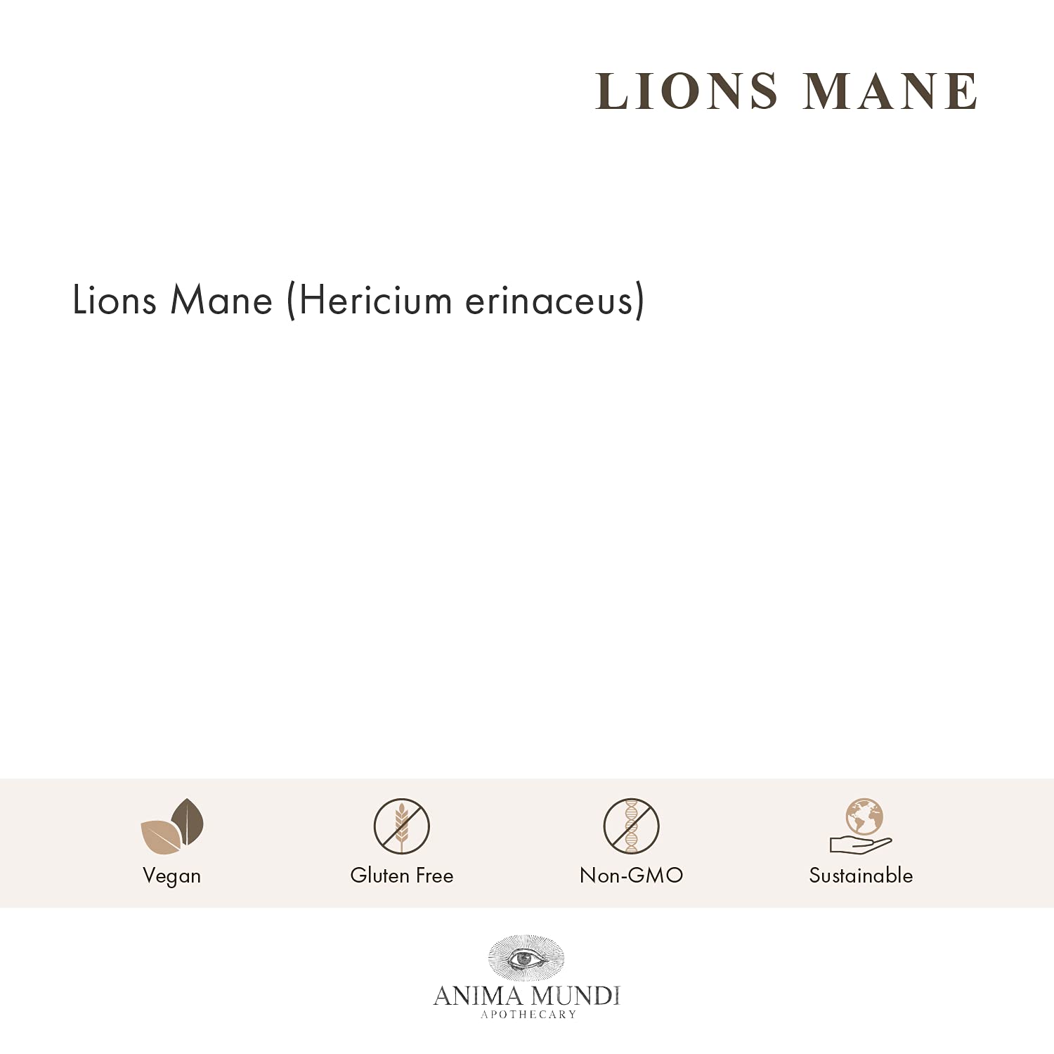 Anima Mundi Apothecary Lions Mane Mushroom Powder 330g packaging