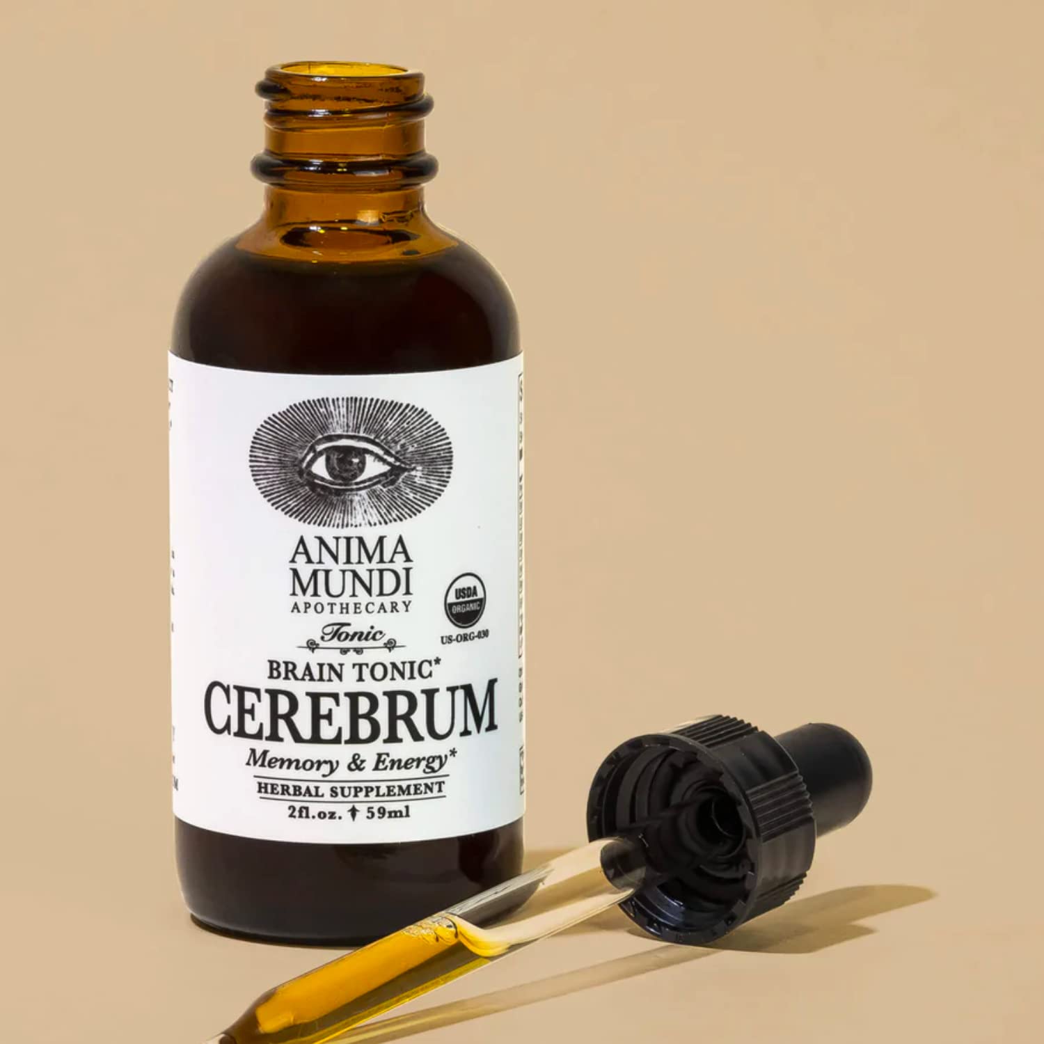 Anima Mundi Brain Tonic bottle with ingredients list