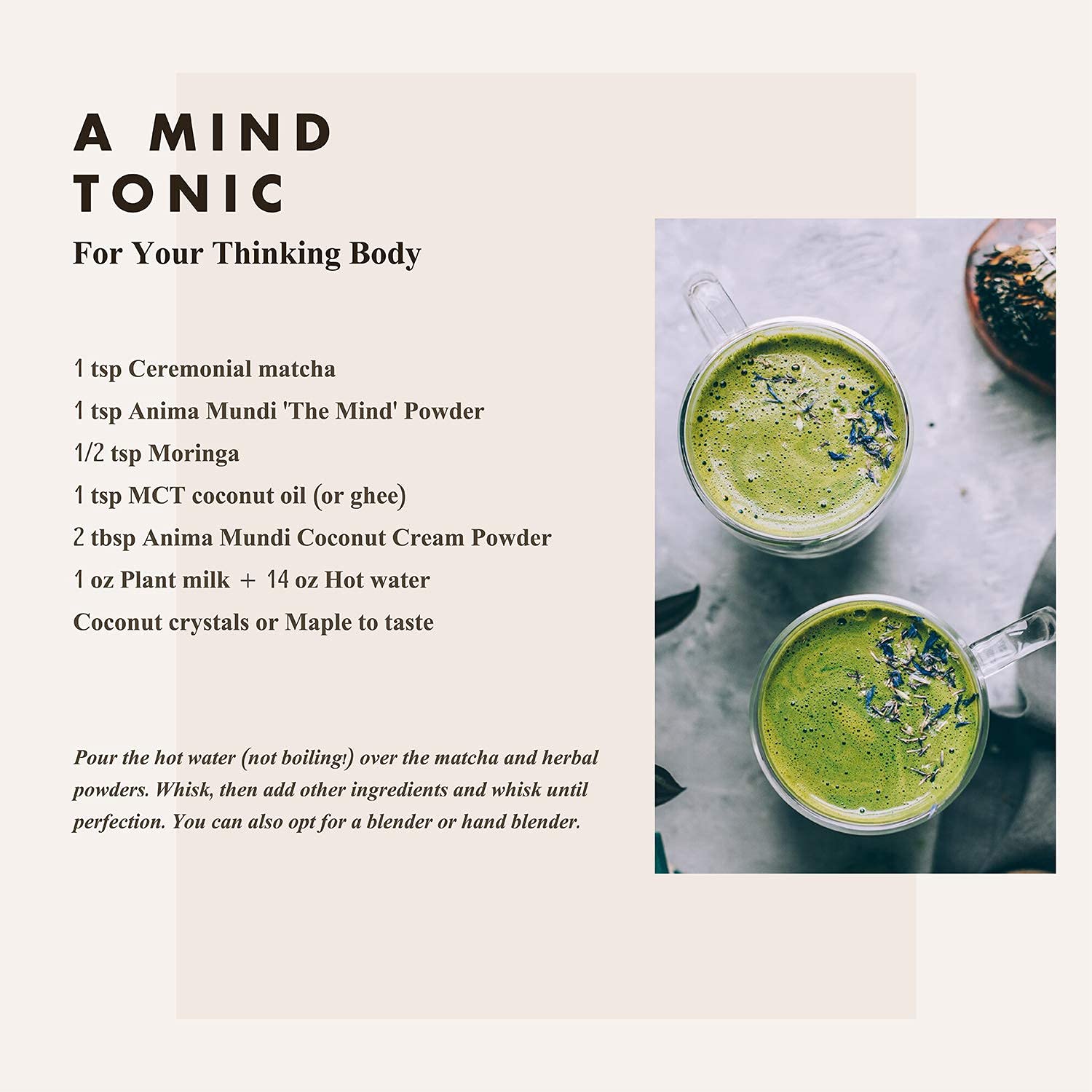 Anima Mundi Brain Tonic Mushroom Blend packaging with ingredients listed