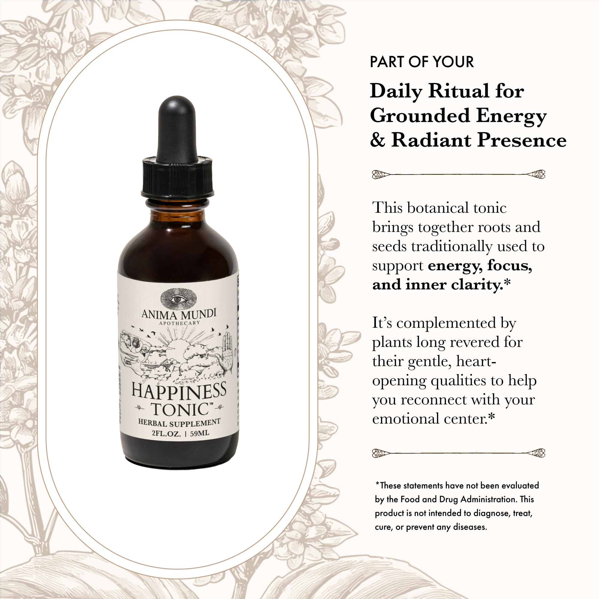 Anima Mundi Happiness Tonic 118g bottle with dropper