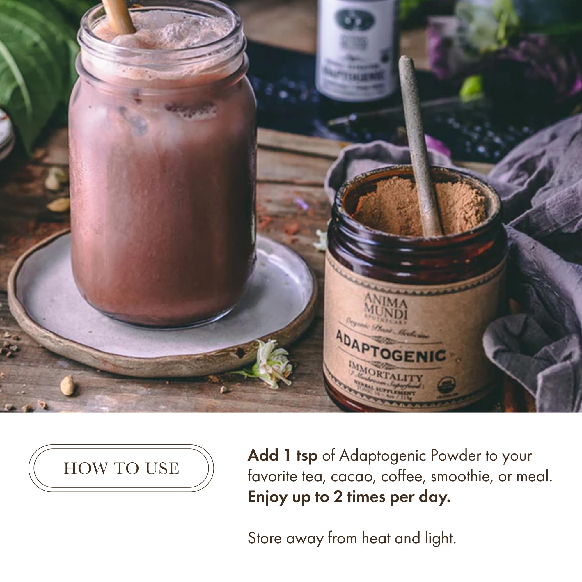 Anima Mundi Mushroom & Cacao Blend with coffee