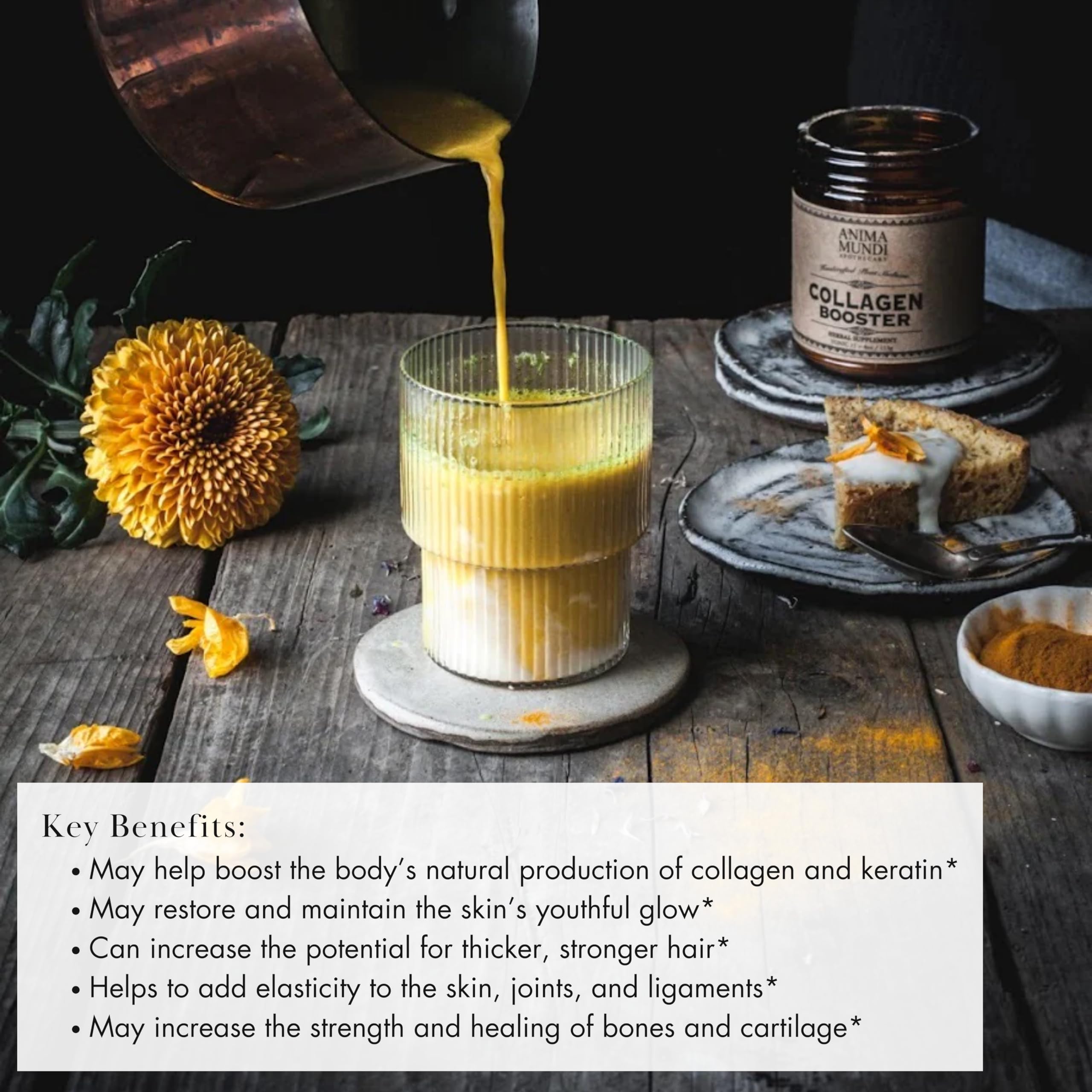 Anima Mundi Vegan Collagen Powder unflavoured powder in a spoon