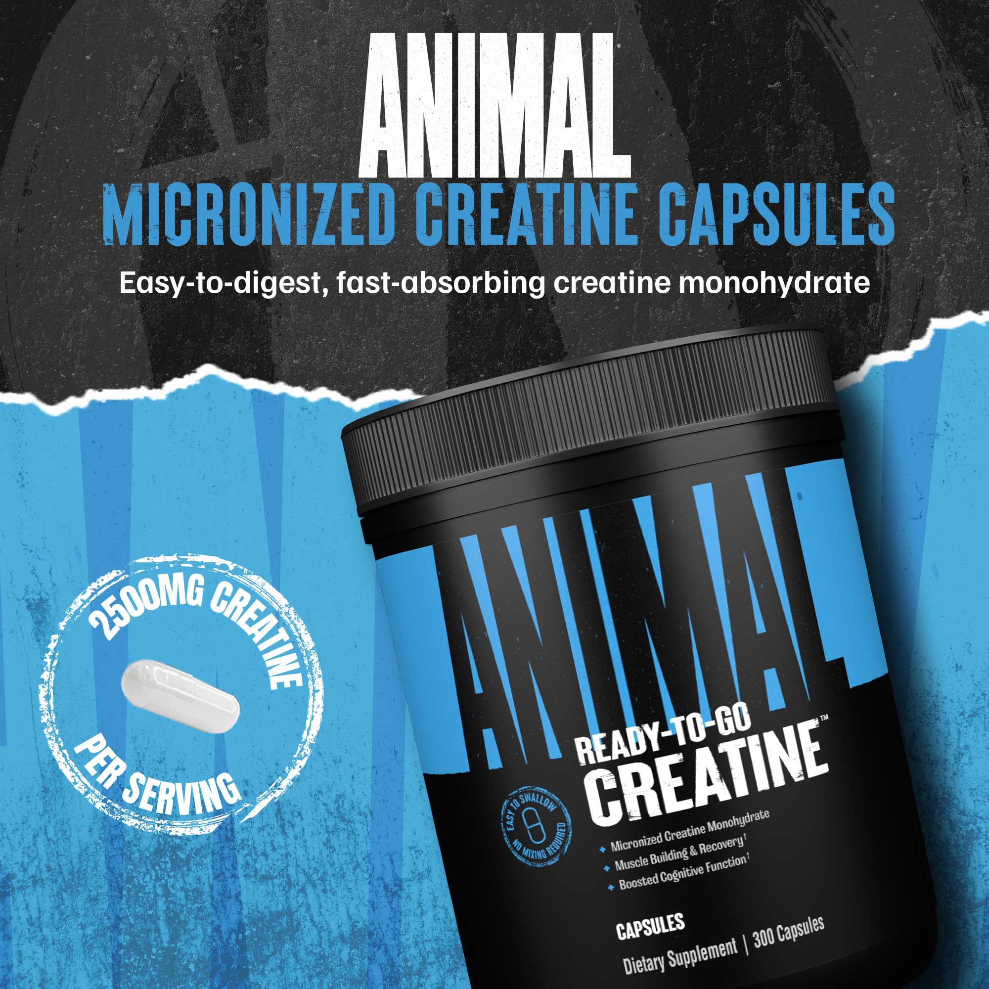 Animal Creatine Capsules bottle showing label