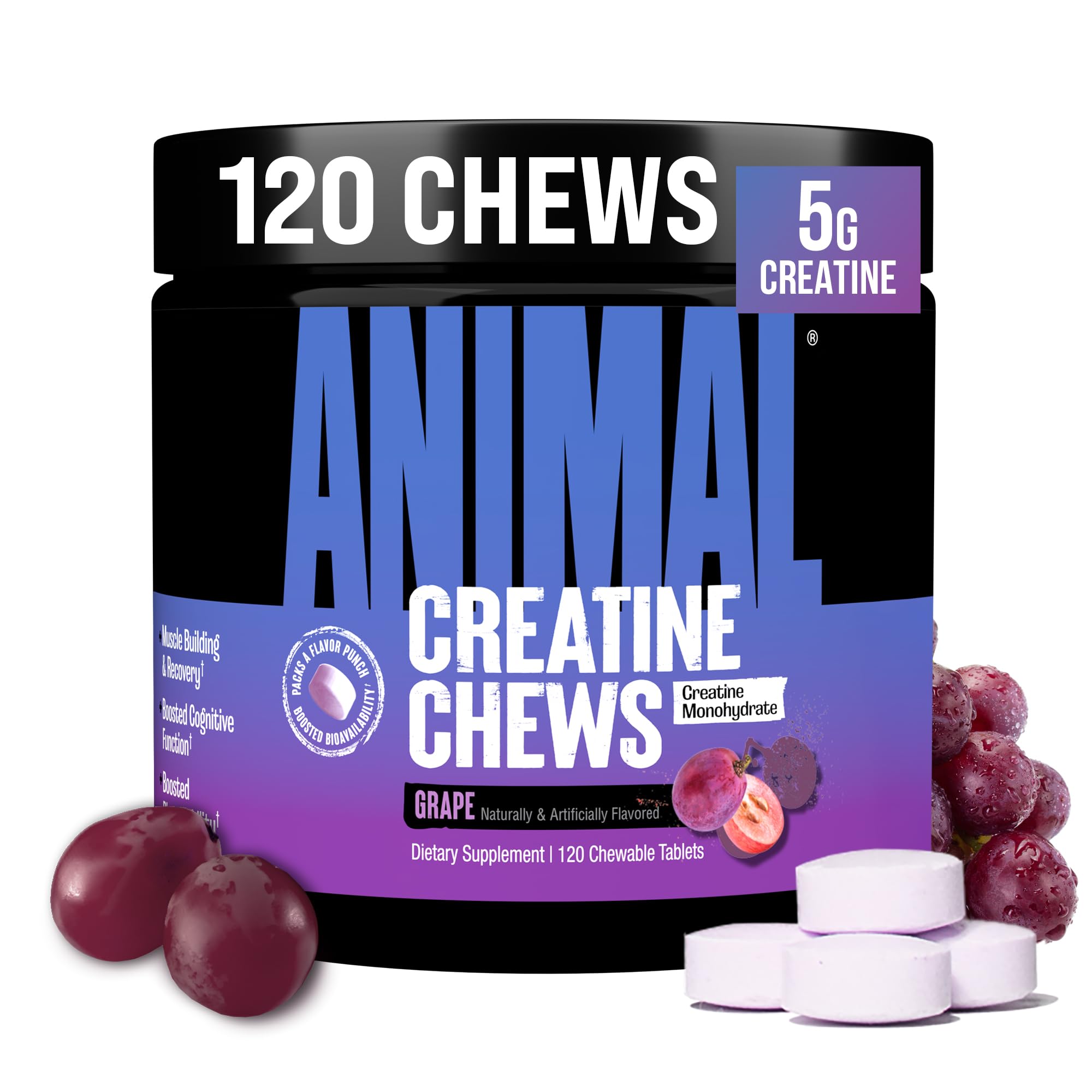 Animal Creatine Chews 5g chewable tablets front view