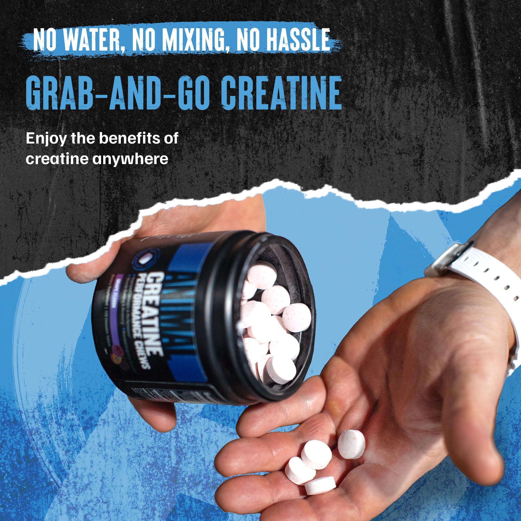 Animal Creatine Chews Candy Crush'd Flavor in gym bag
