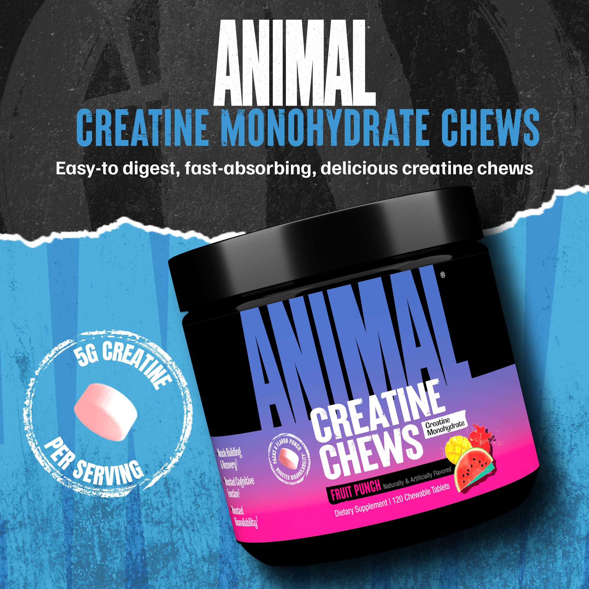 Animal Creatine Chews grape flavour packaging